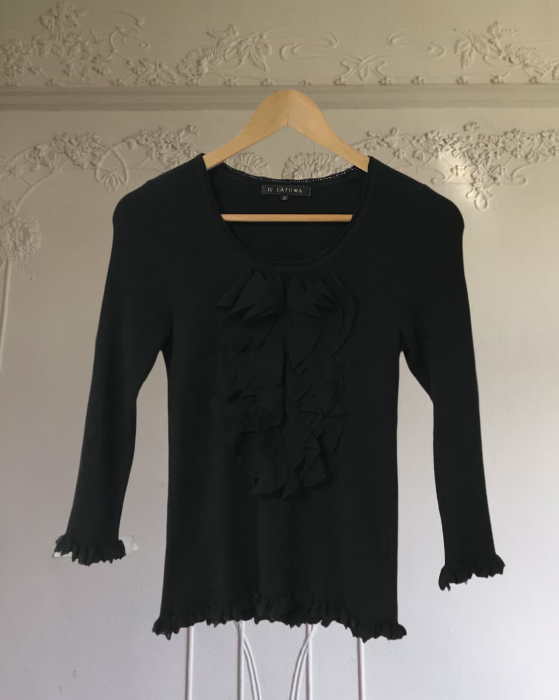 vintage frill black top 상품이미지5