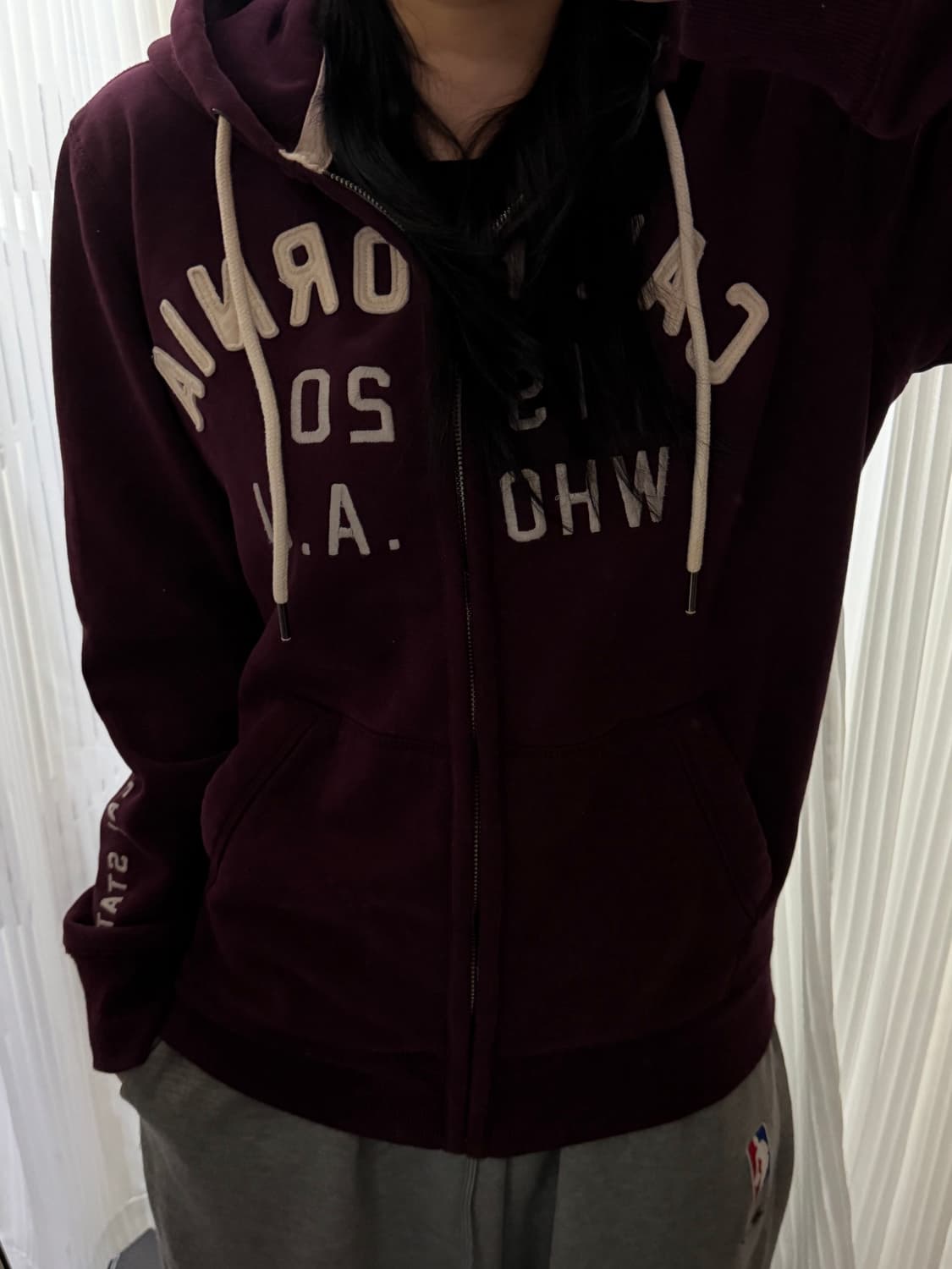 후아유 버건디 후드집업 L 상품이미지1