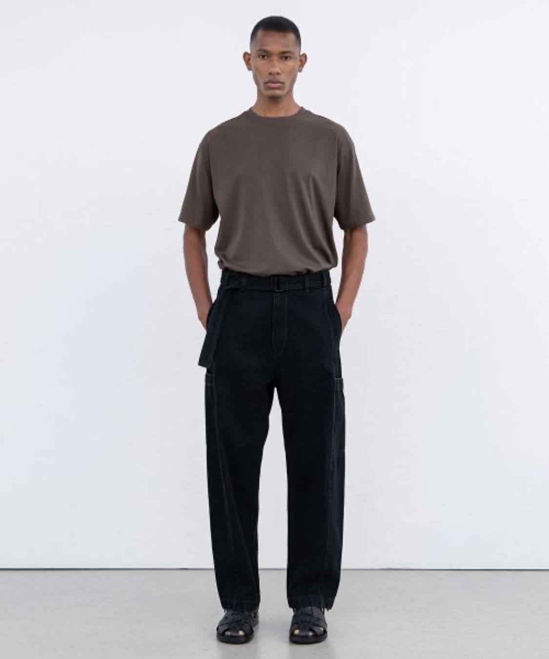 인사일런스 벨티드 벌룬 데님 팬츠 BLACK 상품이미지1