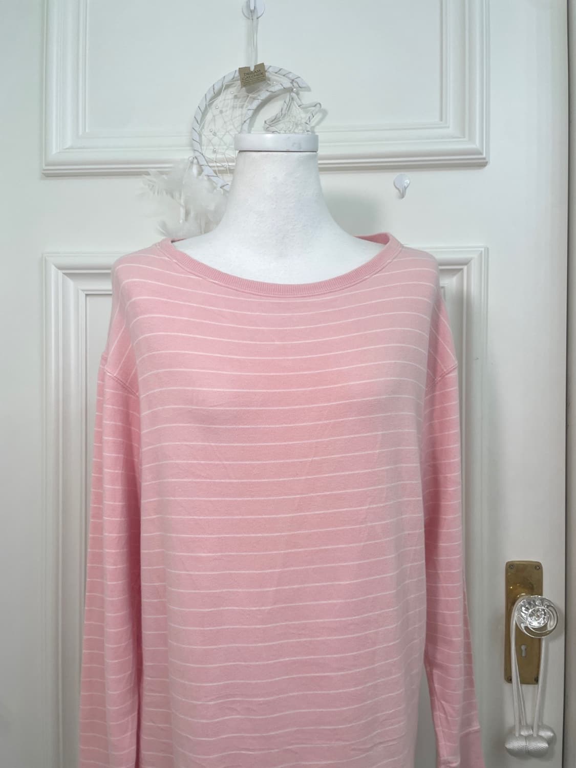 pink white stripe basic loose top 상품이미지5