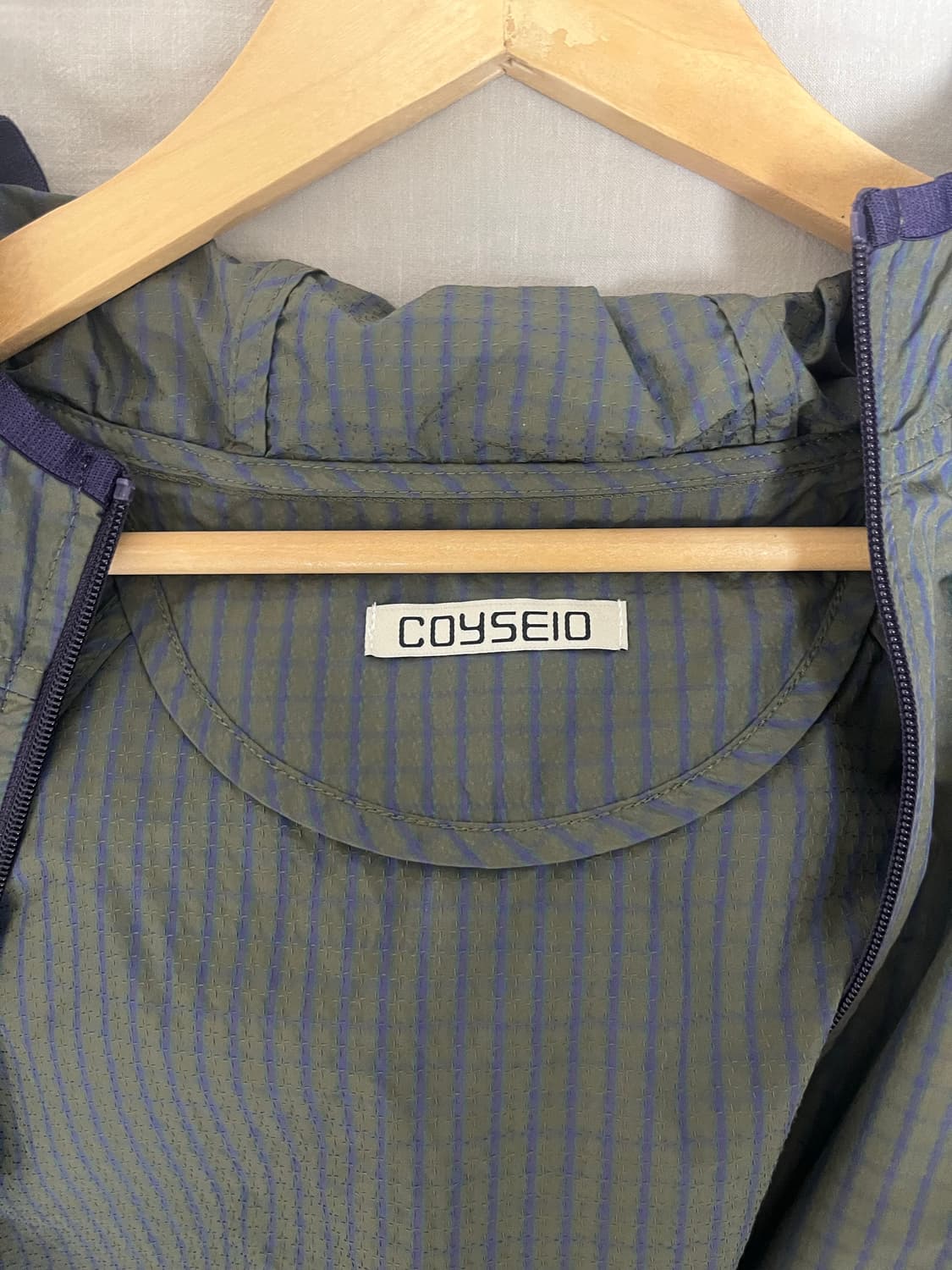 코이세이오 체크 윈드브레이커 머드 카키 상품이미지3