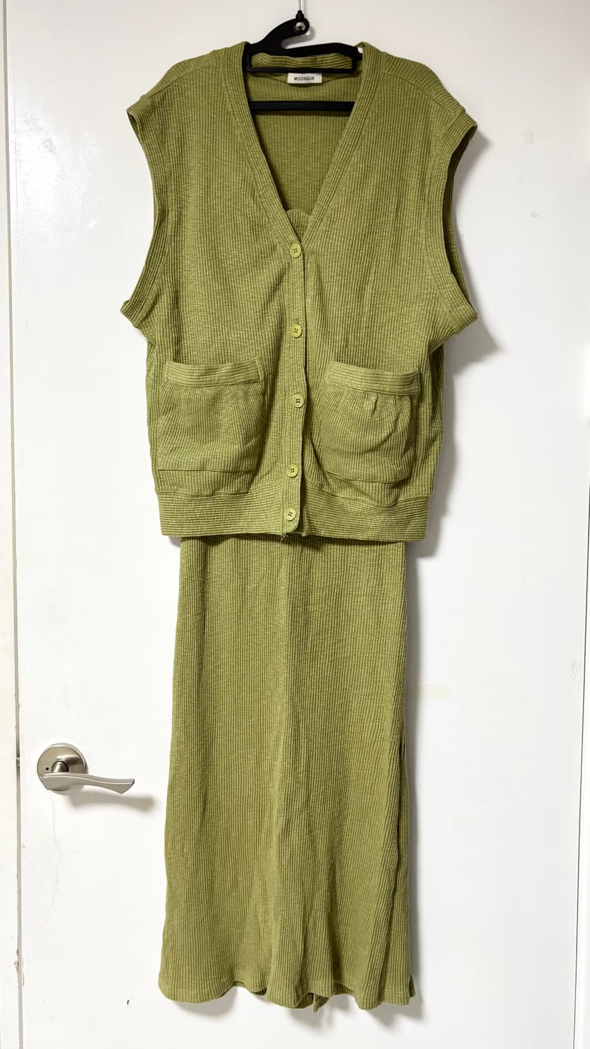 문선 니트 조끼 원피스 세트 상품이미지2