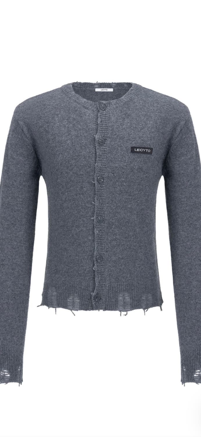 레씨토 Destroyed Round Wool Knit Cardigan 상품이미지1