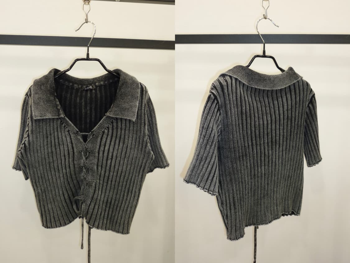 Ribbon tie crop knit top 상품이미지5
