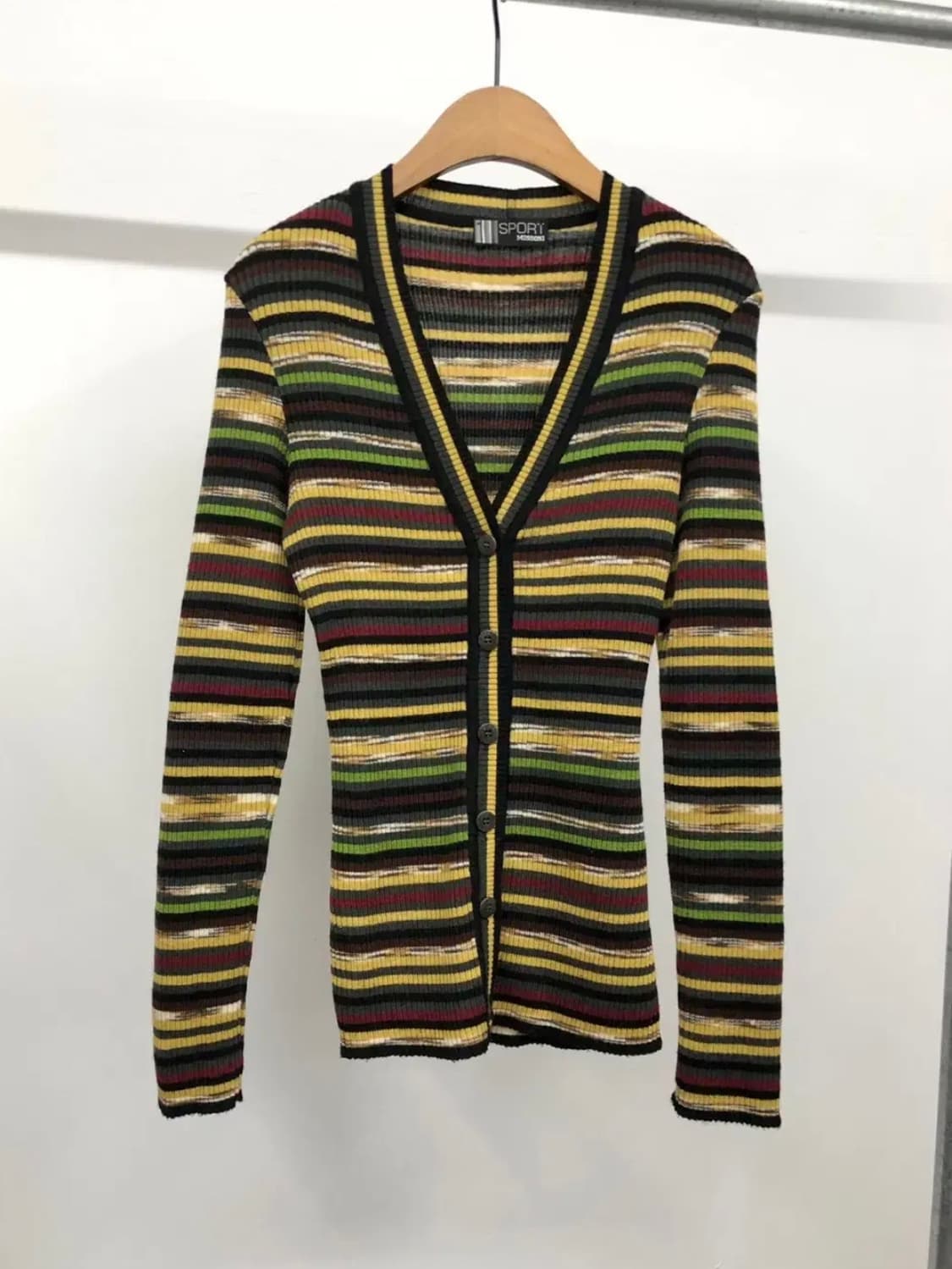 미쏘니 이태리 스트라이프 골지 니트 가디건 상품이미지1