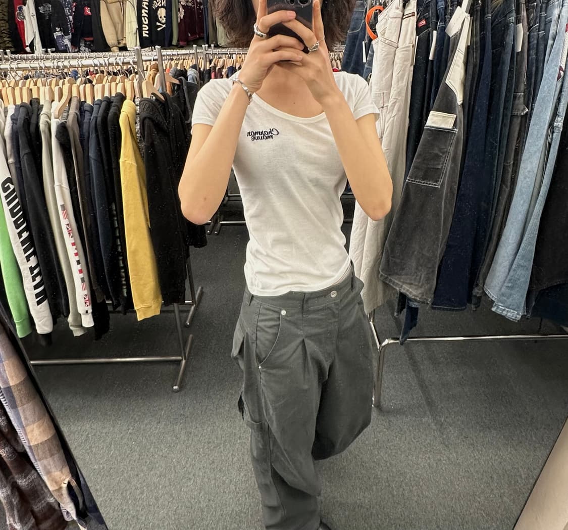 OS)INGNI vintage 여성 자수 패치 반팔 상품이미지1