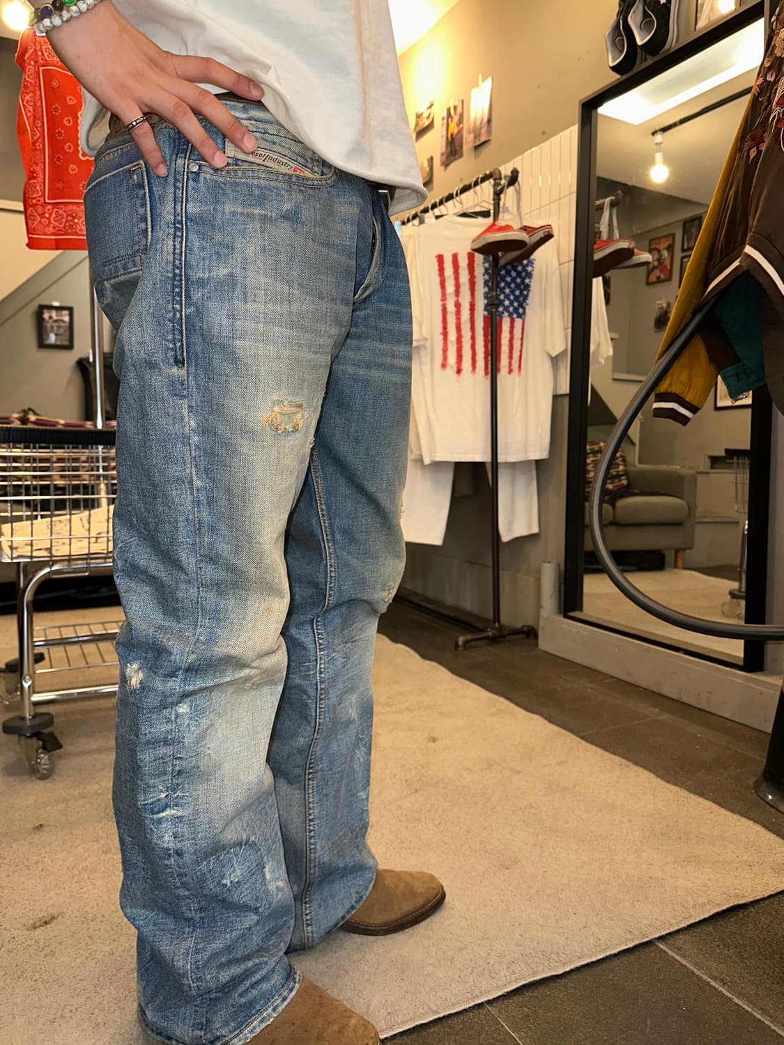 00’s Diesel zatiny repair boots denim 상품이미지2