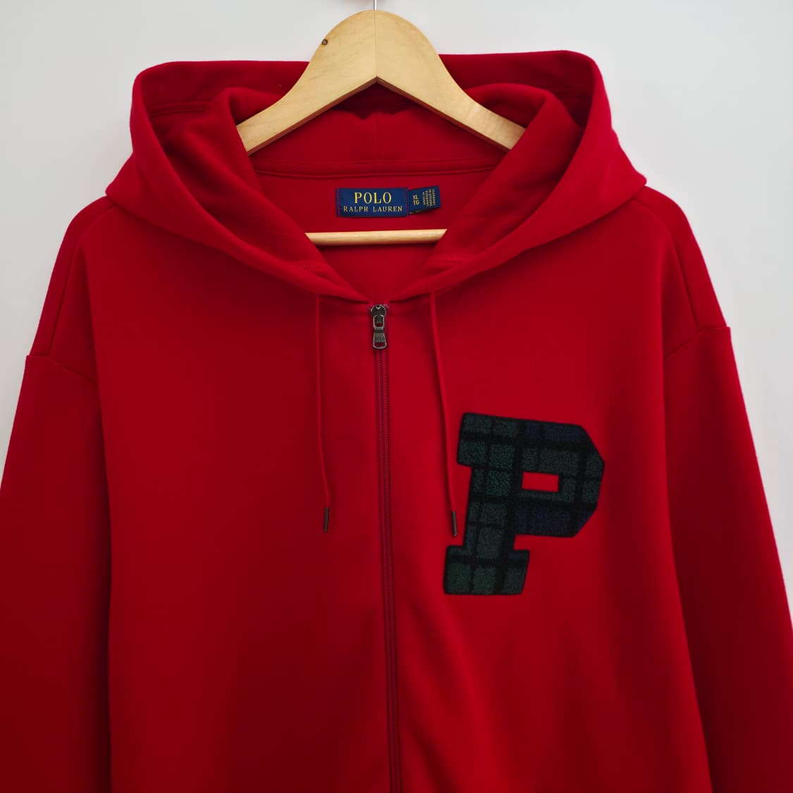 [XL] 폴로 랄프로렌 체크 로고 패치 레드 후드 집업 상품이미지2