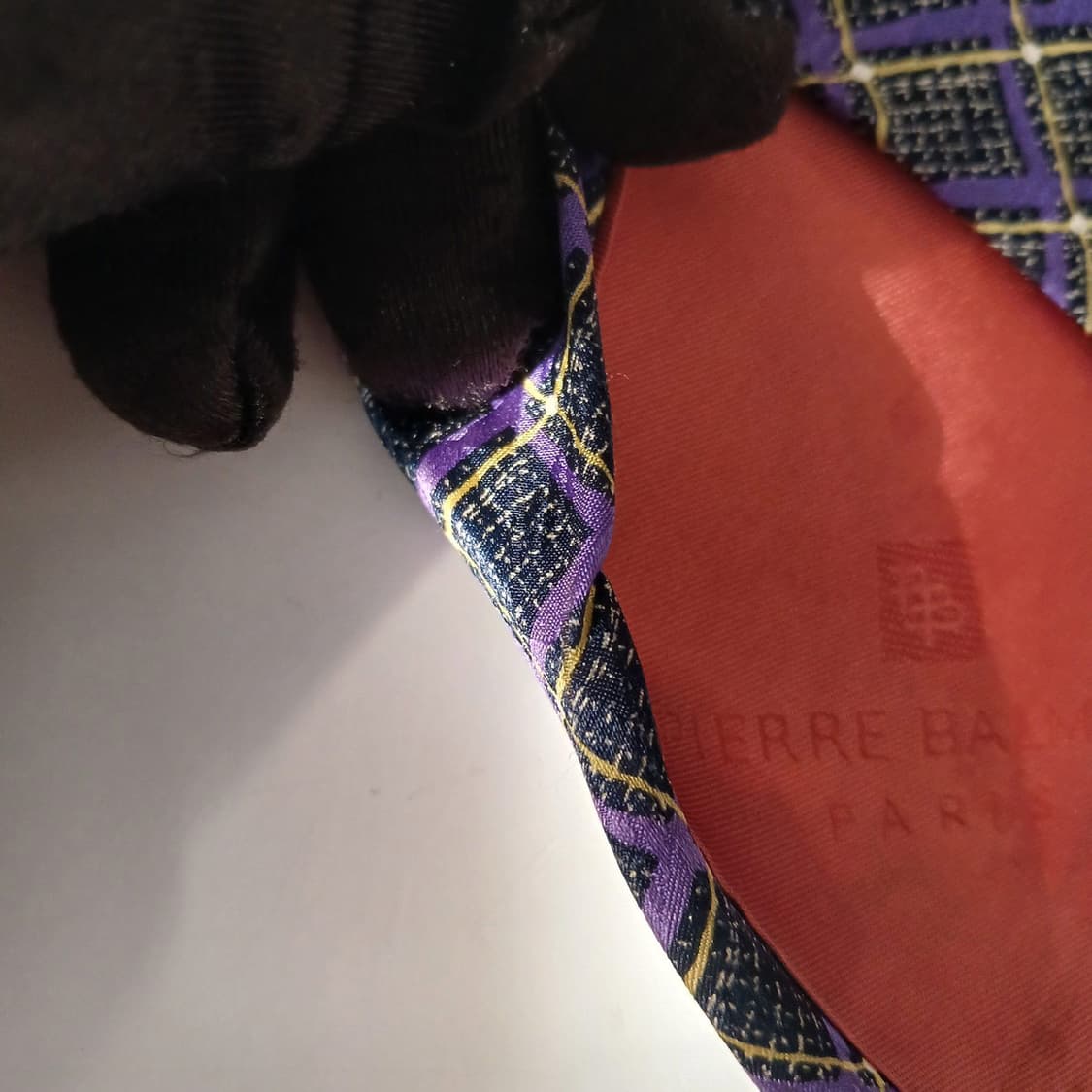 발망 실크 퍼플 체크 패턴 넥타이 9.5cm A~B등급 A19284
 상품이미지10