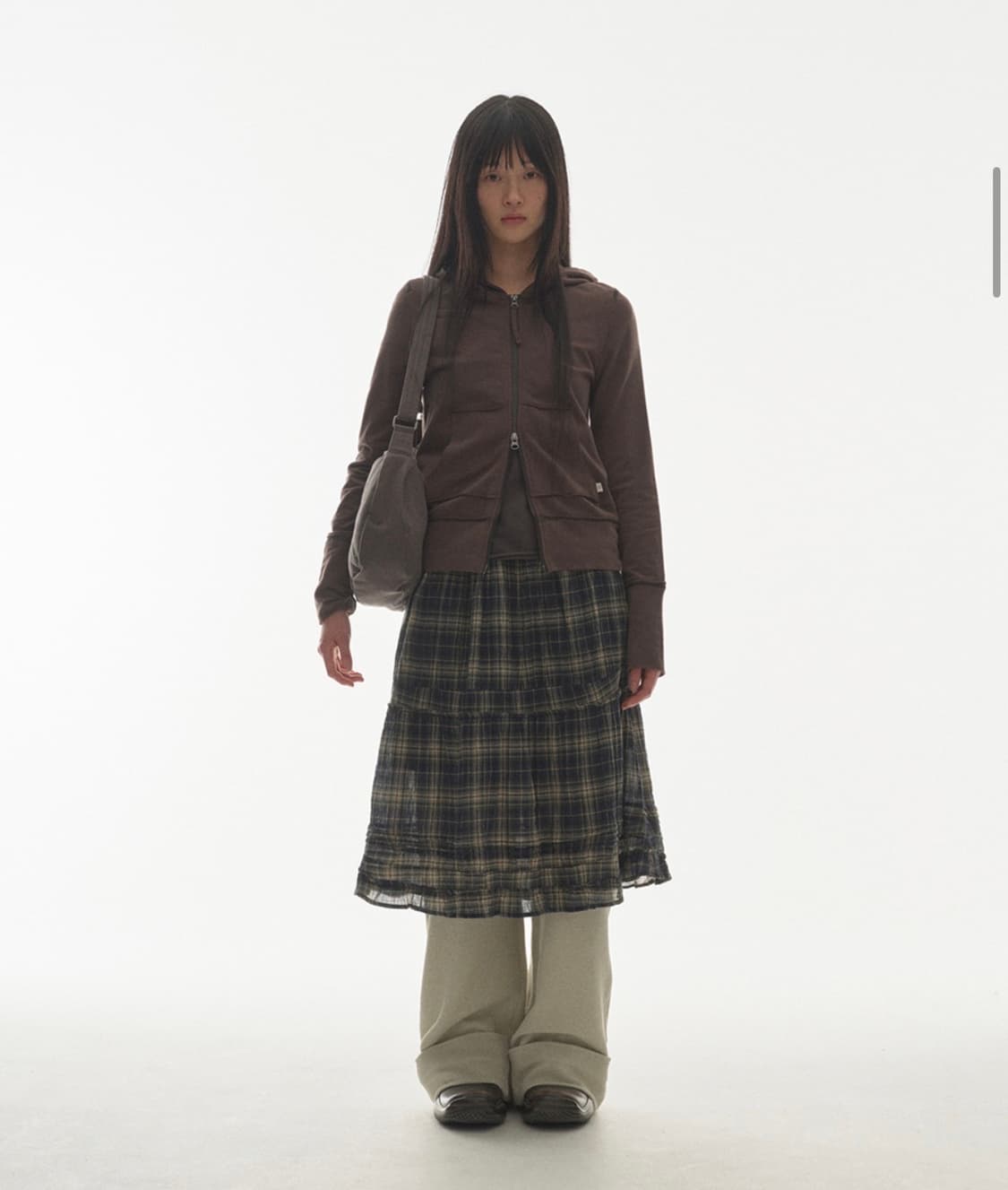 코이세이오 셔링 미디 스커트 체크 상품이미지2