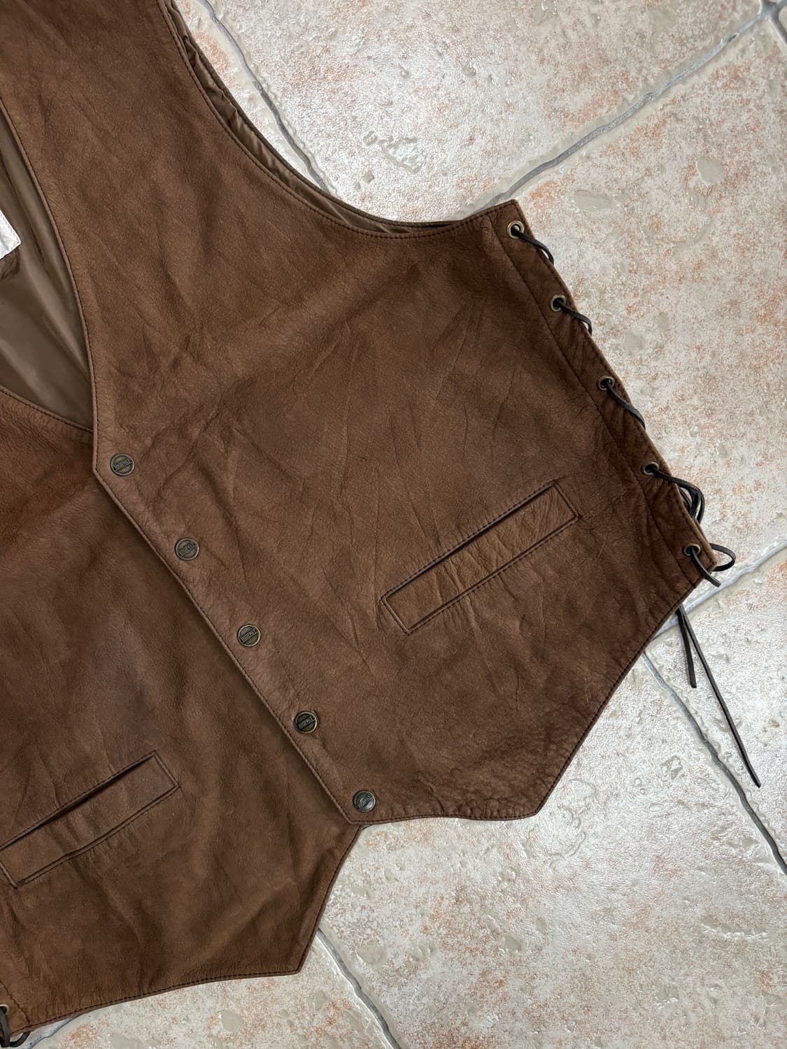 [3XL] High way brown leather vest 상품이미지2