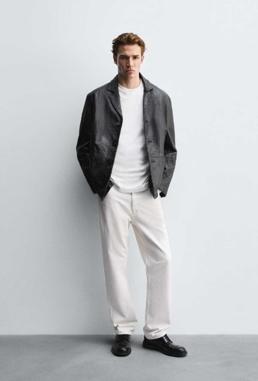 [M] ZARA 자라 릴렉스핏 양가죽 블레이저 새상품 상품이미지3