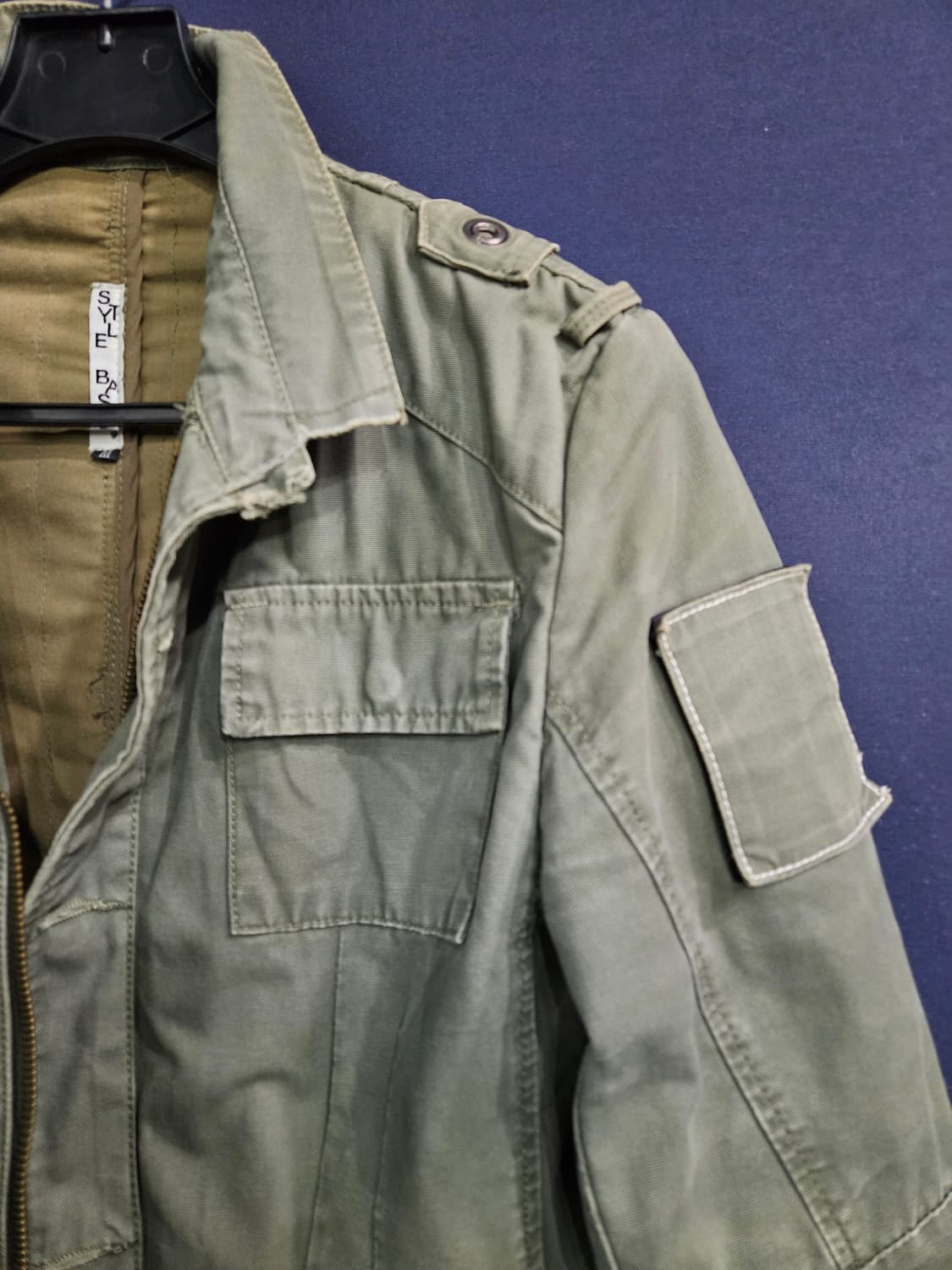 스타일 베이직 카키컬러 남성 슬림핏 95 빈티지 데님 야상자켓  상품이미지4