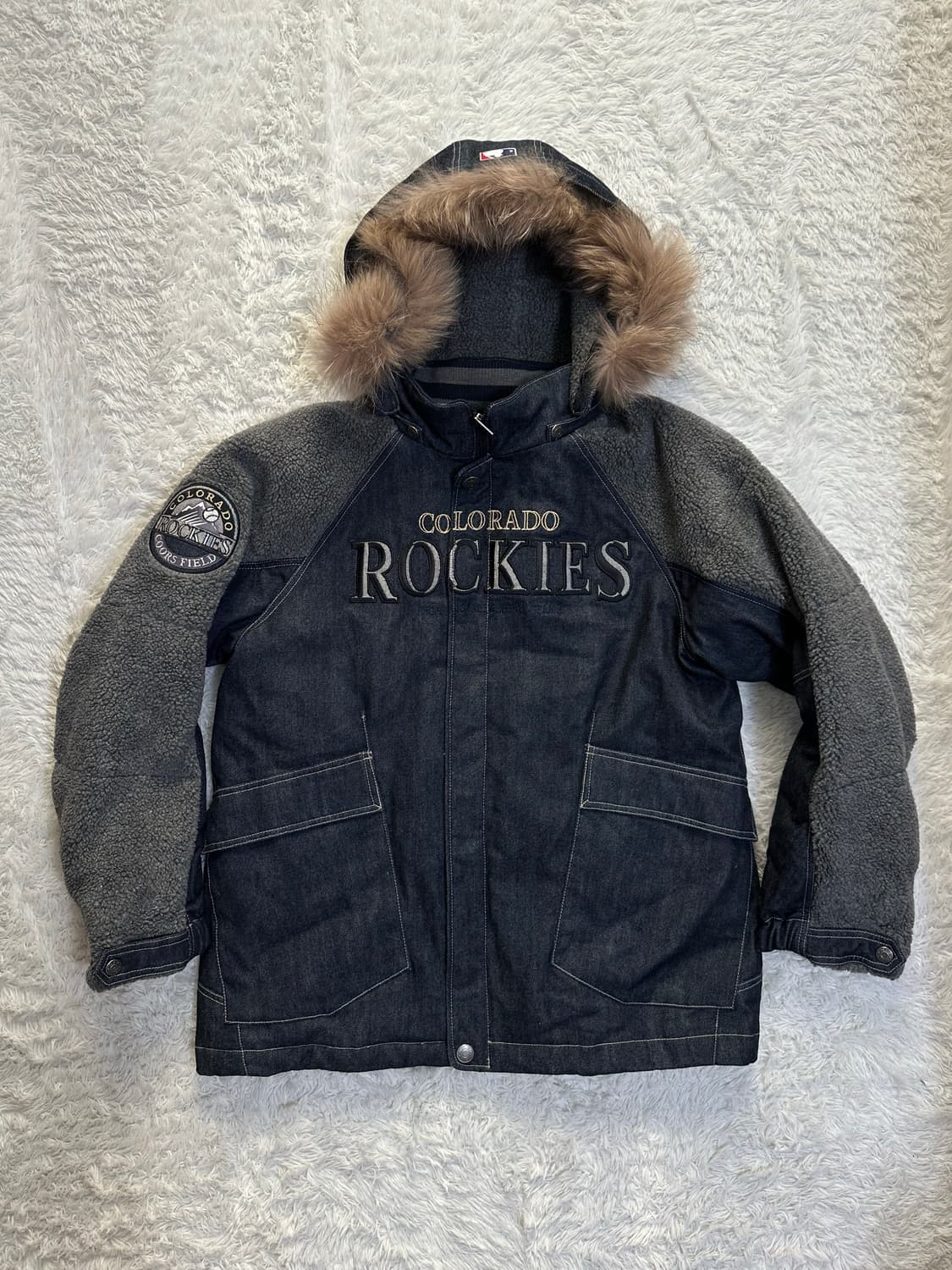 MLB 콜로라도 로키스 데님 후드 패딩 상품이미지1