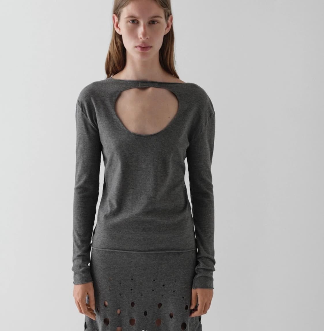 [XS,S,M]기마구아스 GIN 오픈 니트/그레이 상품이미지1