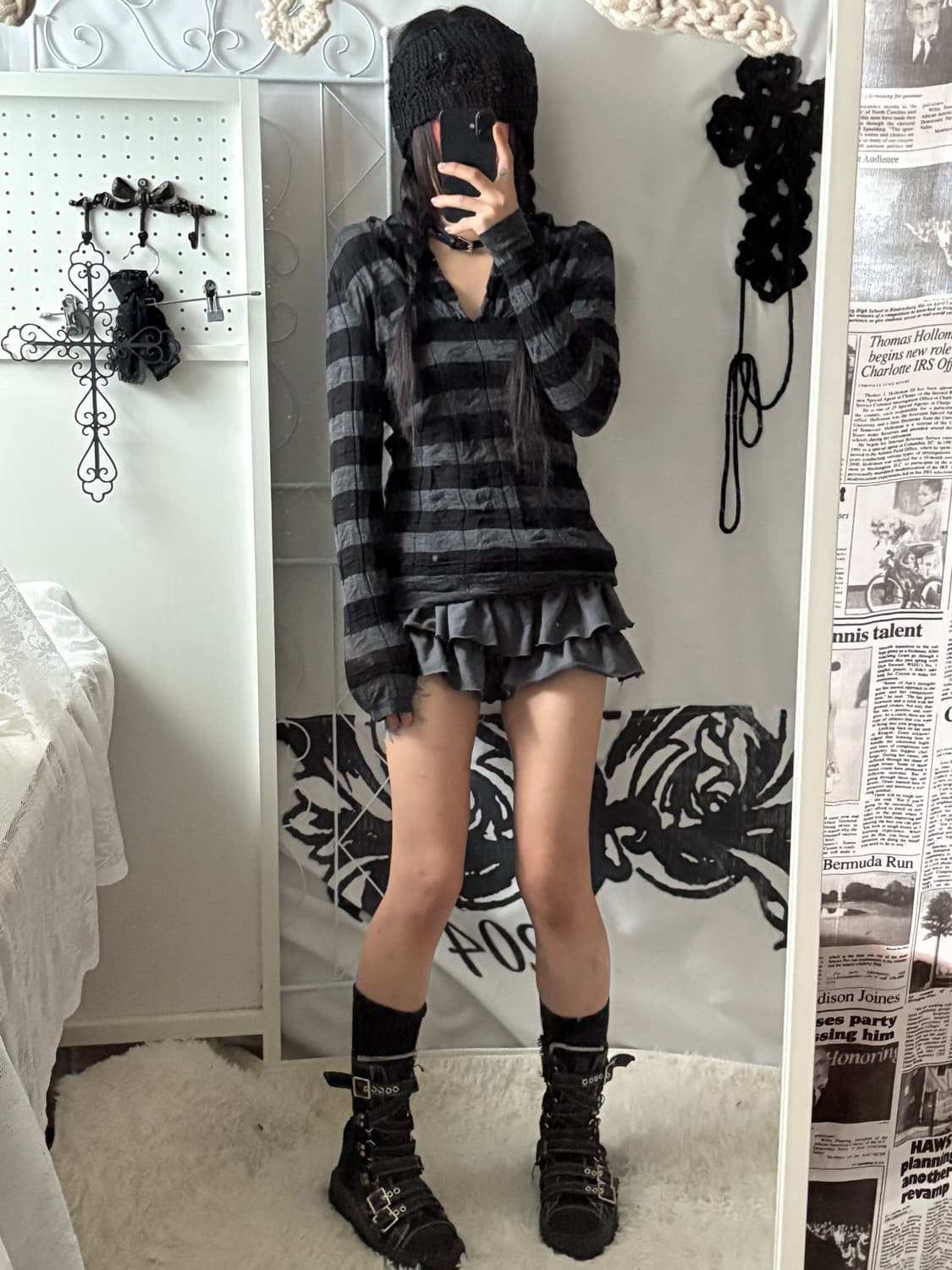 • striped knit hood  • 상품이미지8