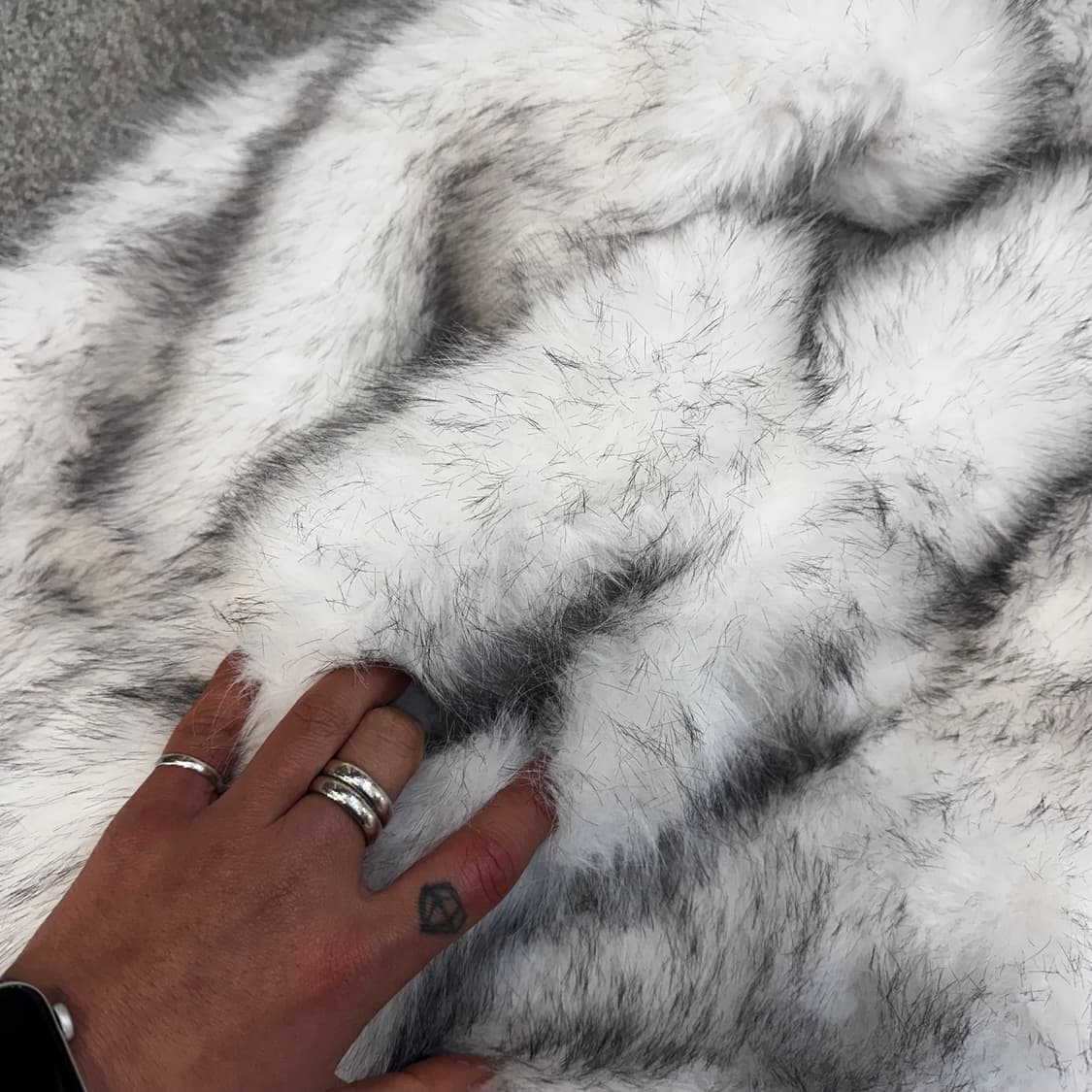 빈티지 화이트 믹스컬러 모조 모피 퍼 코트M-L 상품이미지5