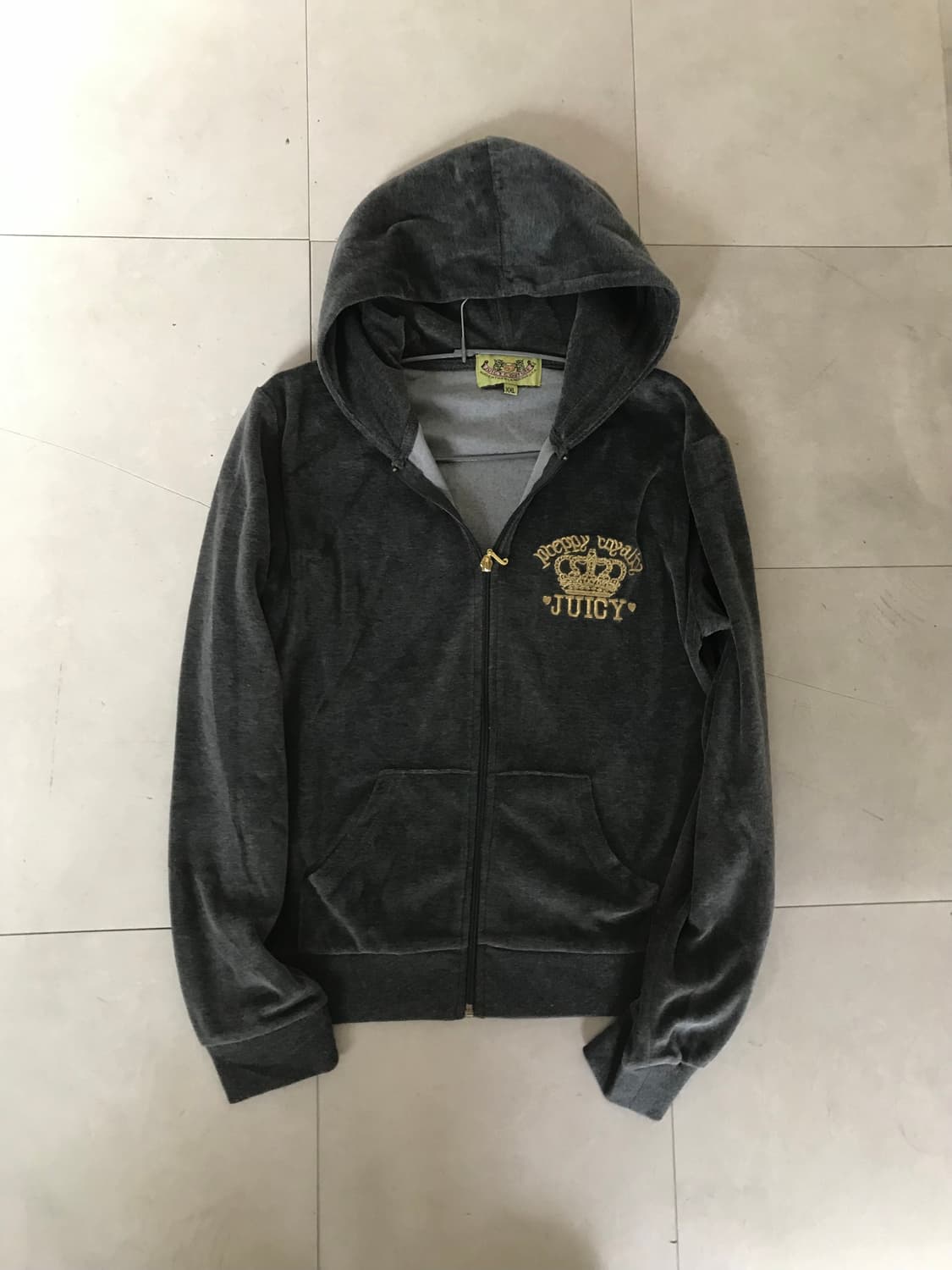 쥬씨꾸뛰르 그레이 벨벳 후드집업 상품이미지8