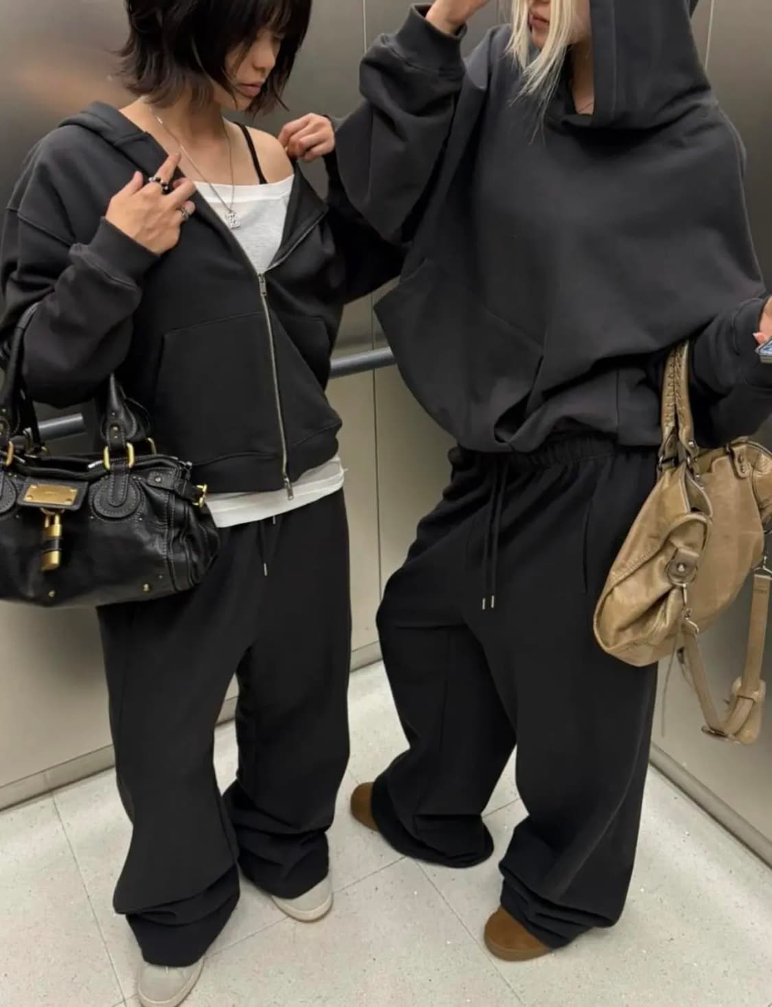 *블랙* 블랙업 비베이직 헤비스웨트 와이드 투웨이 팬츠 (M 사이즈) 상품이미지5