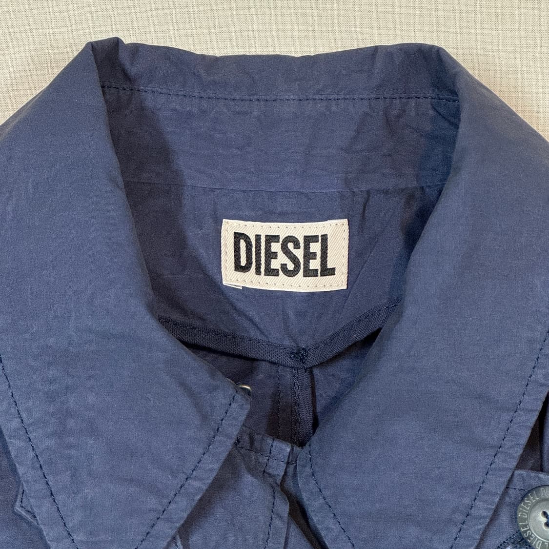 XS) 디젤 DIESEL 숏 트렌치 자켓 네이비 상품이미지4