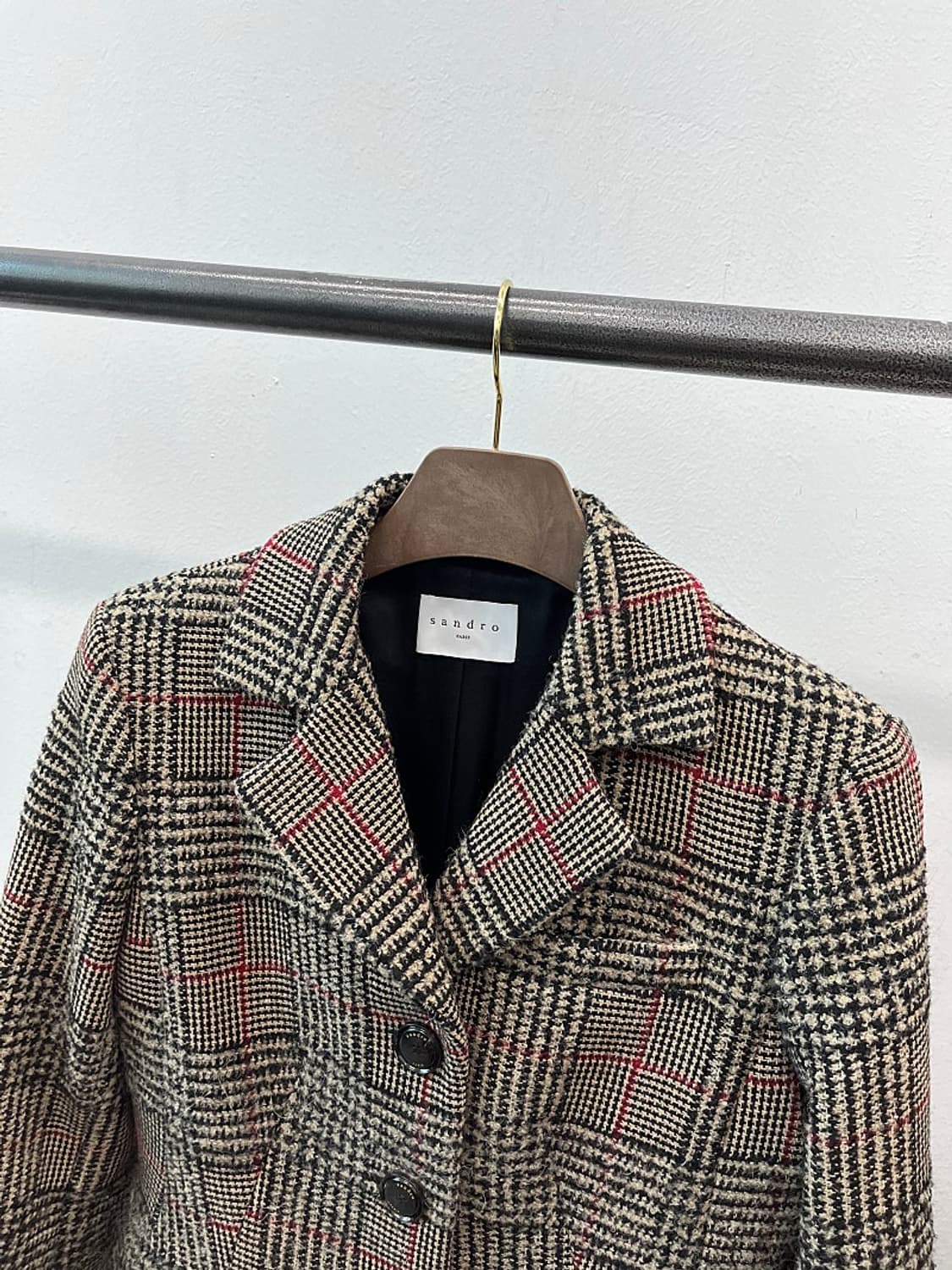 여) 산드로 울 체크코트  상품이미지4