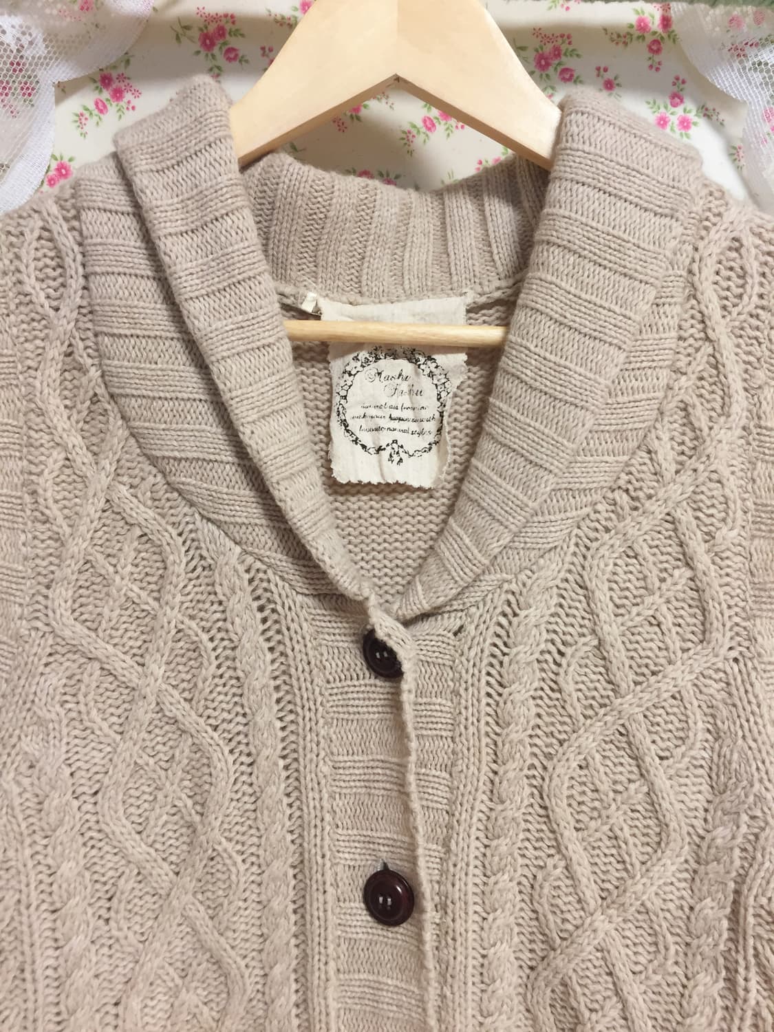 빈티지 모리걸 우드버튼 니트 베스트 상품이미지3