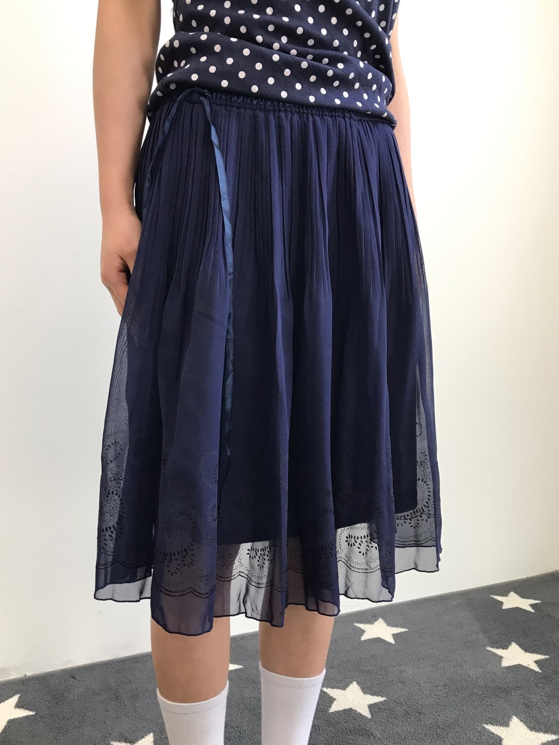 Jpn Navy Poly Midi Skirts 상품이미지4