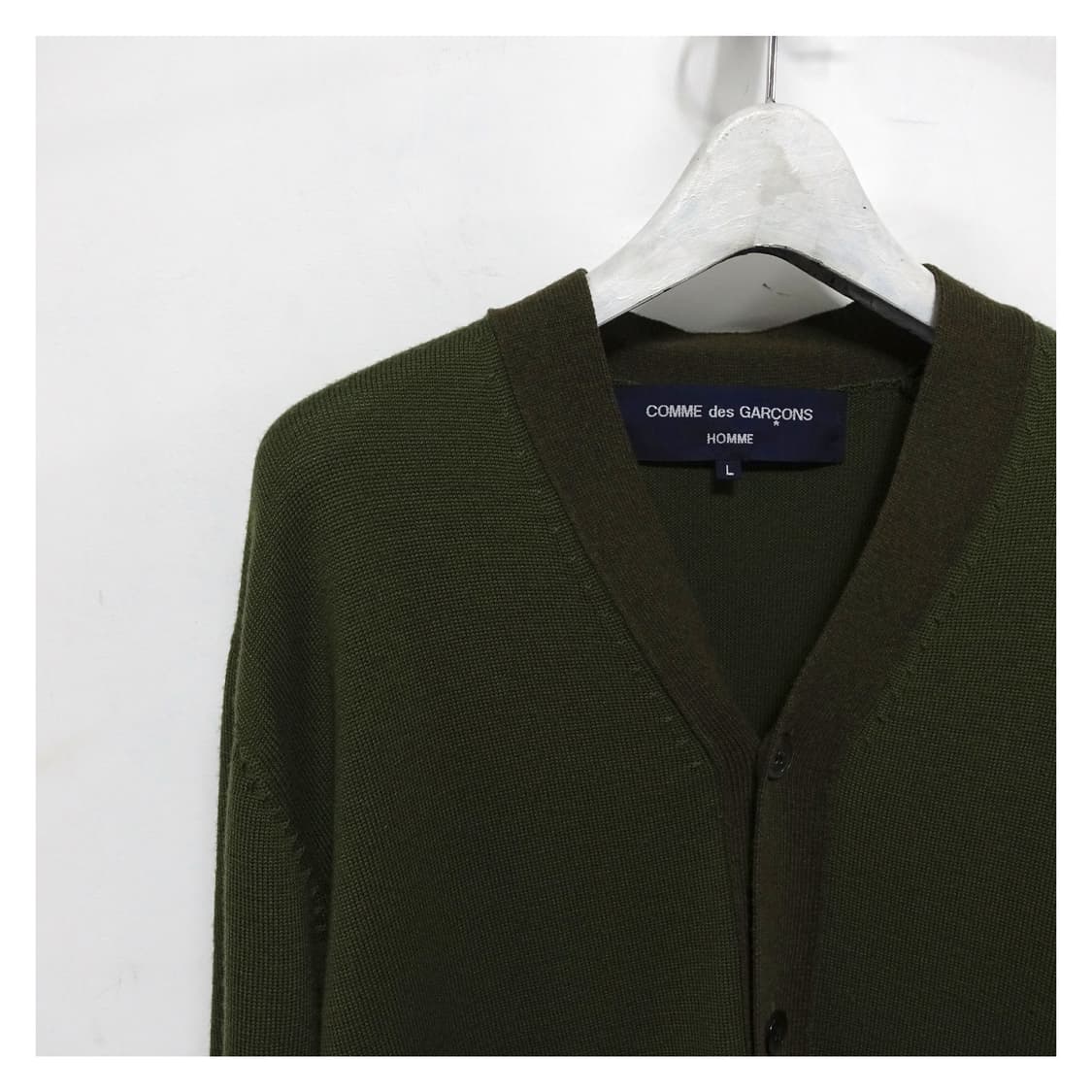 [L]COMMEDESGARCONS 꼼데가르송 옴므 카키 울니트 가디건 상품이미지7