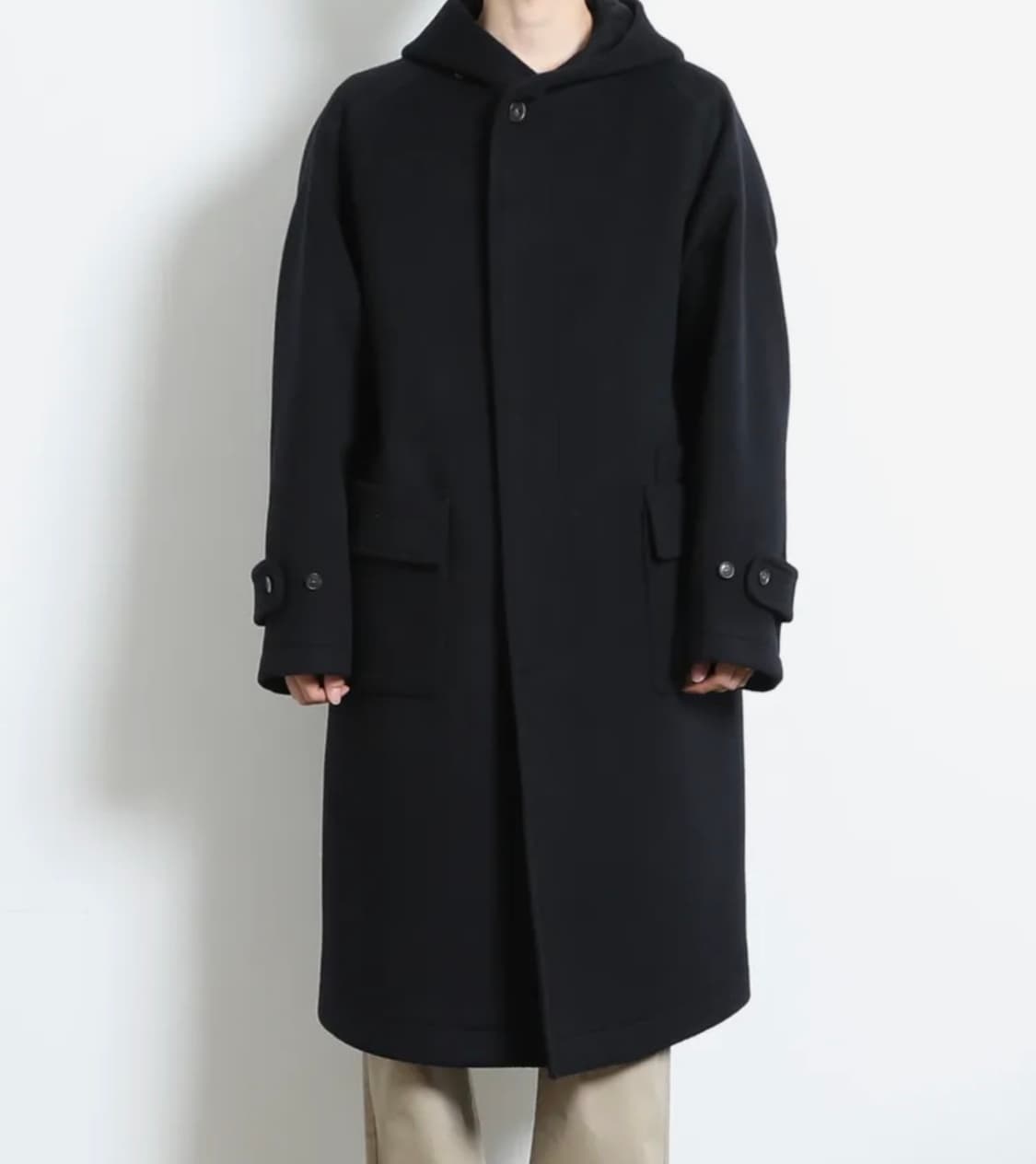 홀리선 롱그로브 후드 코트 다크네이비 S 상품이미지2