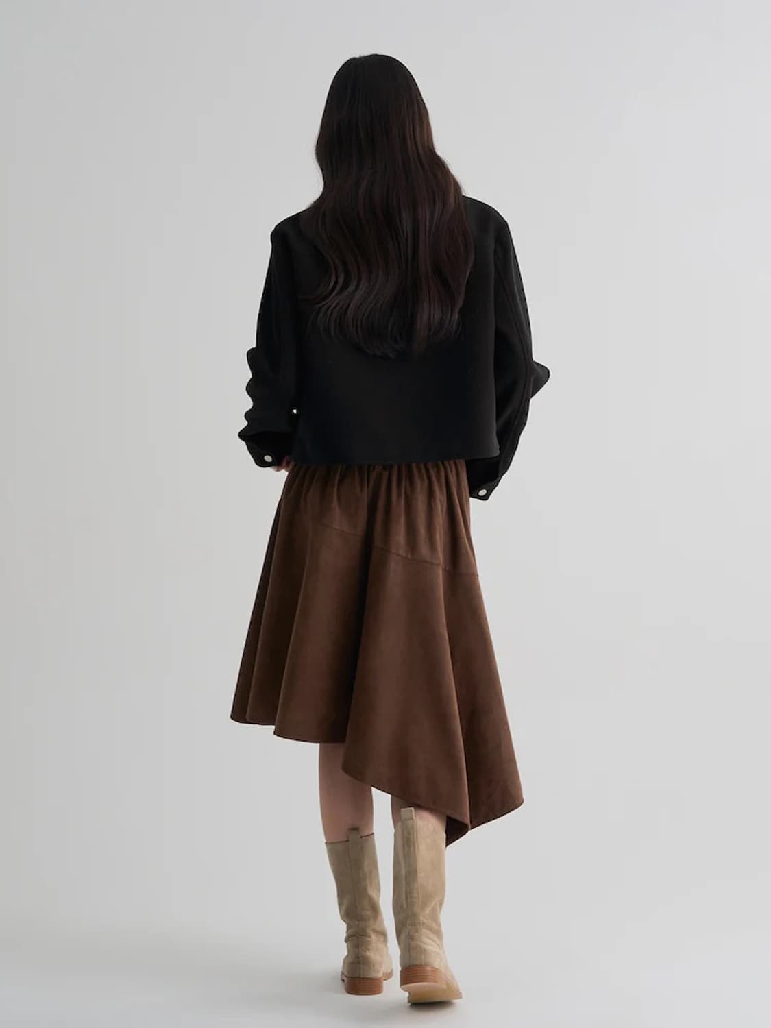 에잇세컨즈 스웨이드 브라운 미디스커트 M 상품이미지2