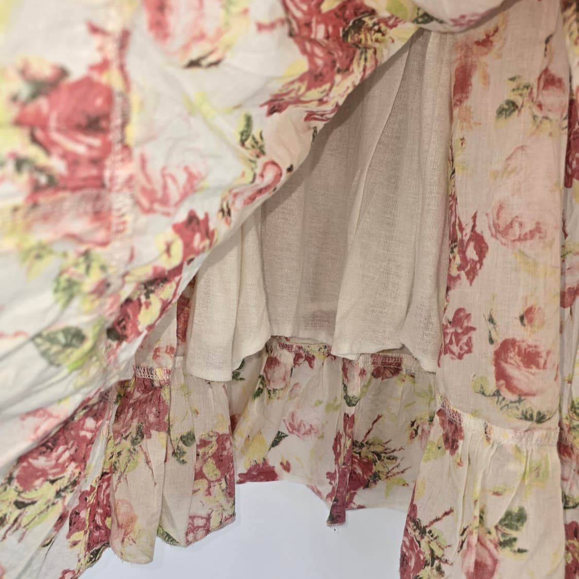 플라워 코튼 롱 원피스 캉캉 레이스 끈나시 상품이미지6