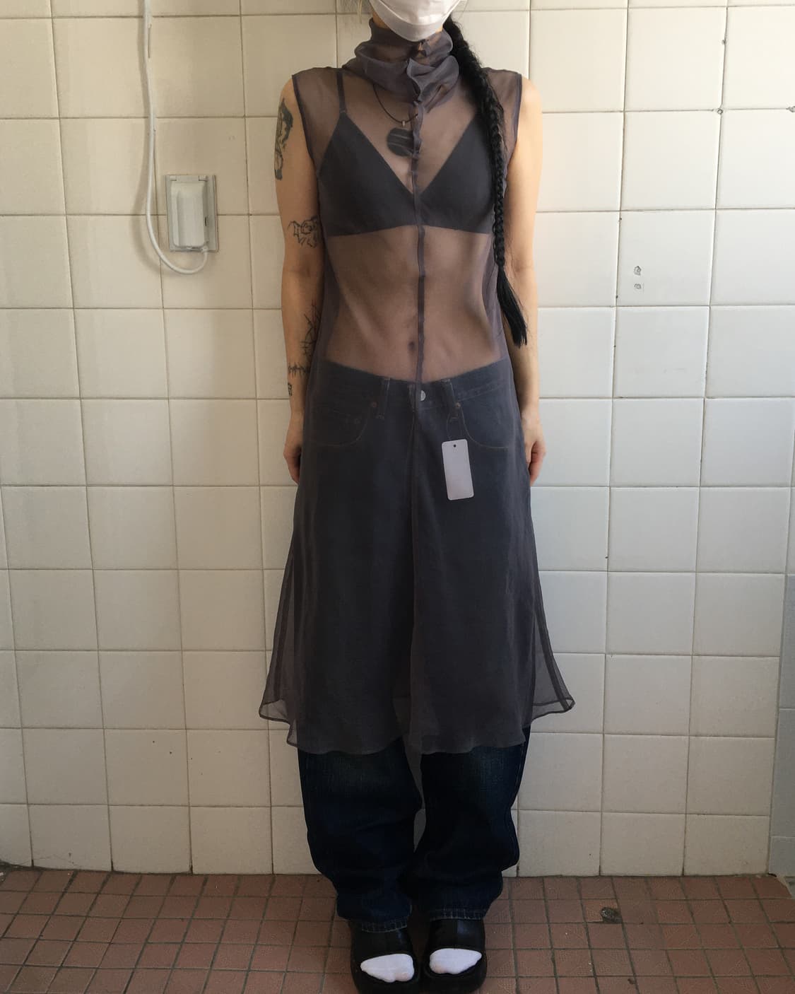 High neck see through onepiece 상품이미지1