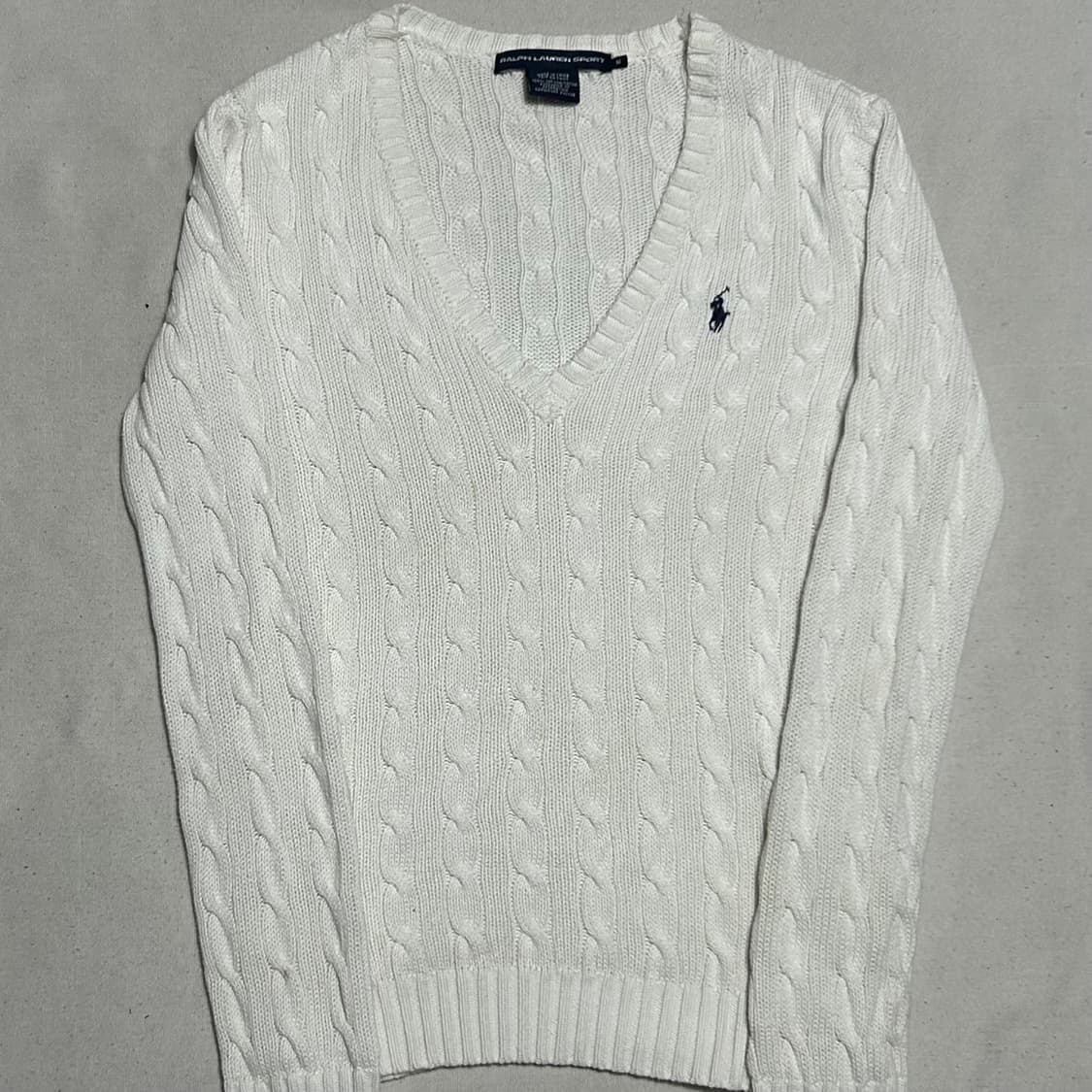 🫶🏻 폴로랄프로렌 스포츠 여성용 화이트 브이넥 니트🫶🏻 상품이미지1