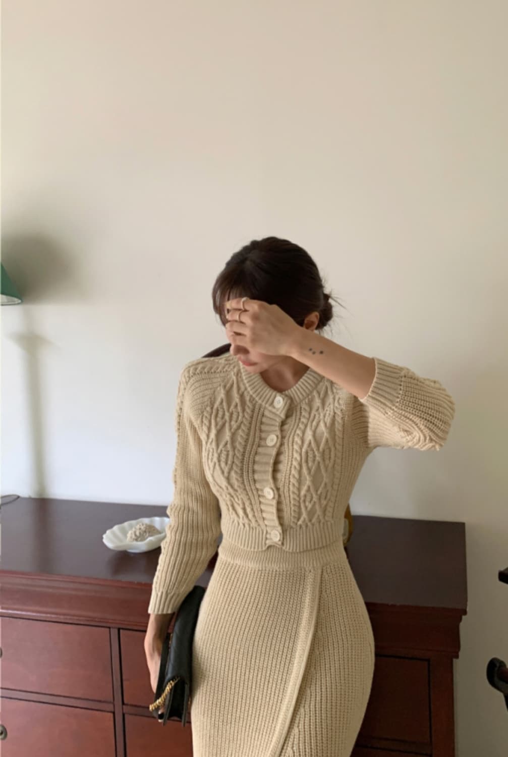 멜론 니트 가디건 스커트 세트 상품이미지4