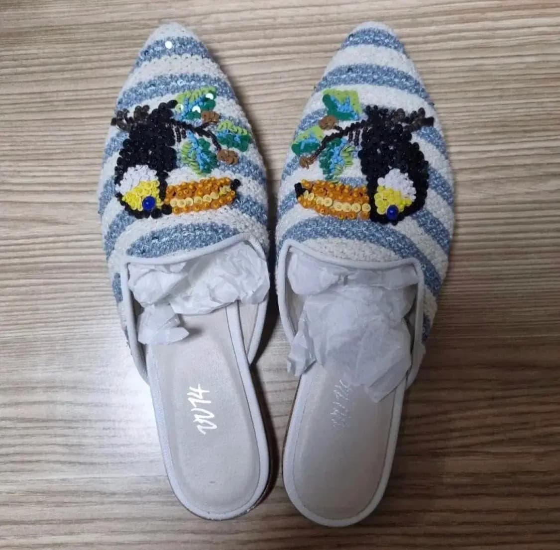 VV14 (Viavela14) 여성 스팽글, 세퀸 뮬, 슬리퍼 37 상품이미지2