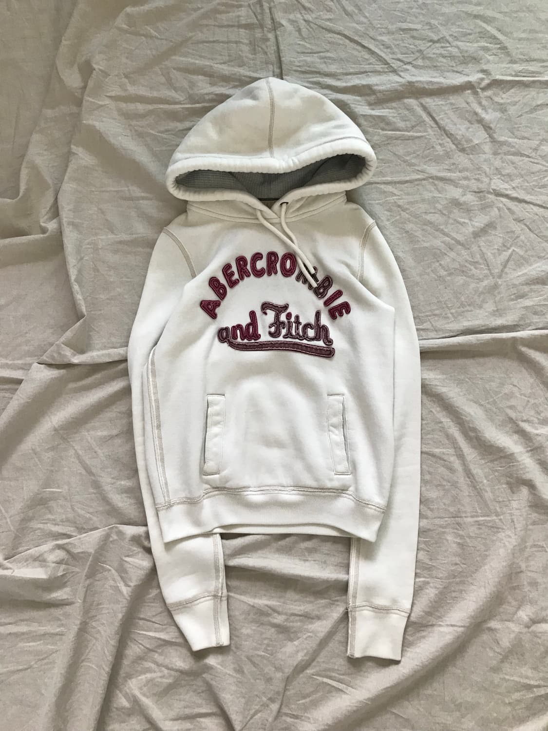 아베크롬비 자수로고 화이트 후드티 상품이미지5