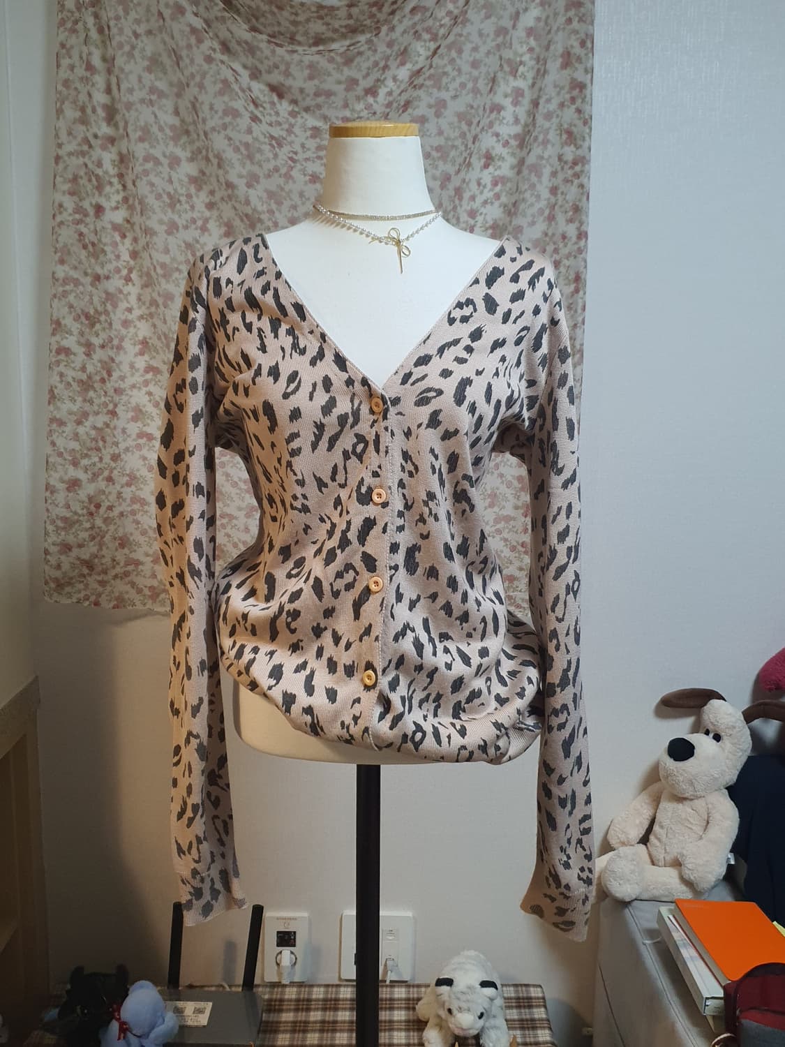 [갸루] 레오파드 브이넥 가디건 상품이미지1