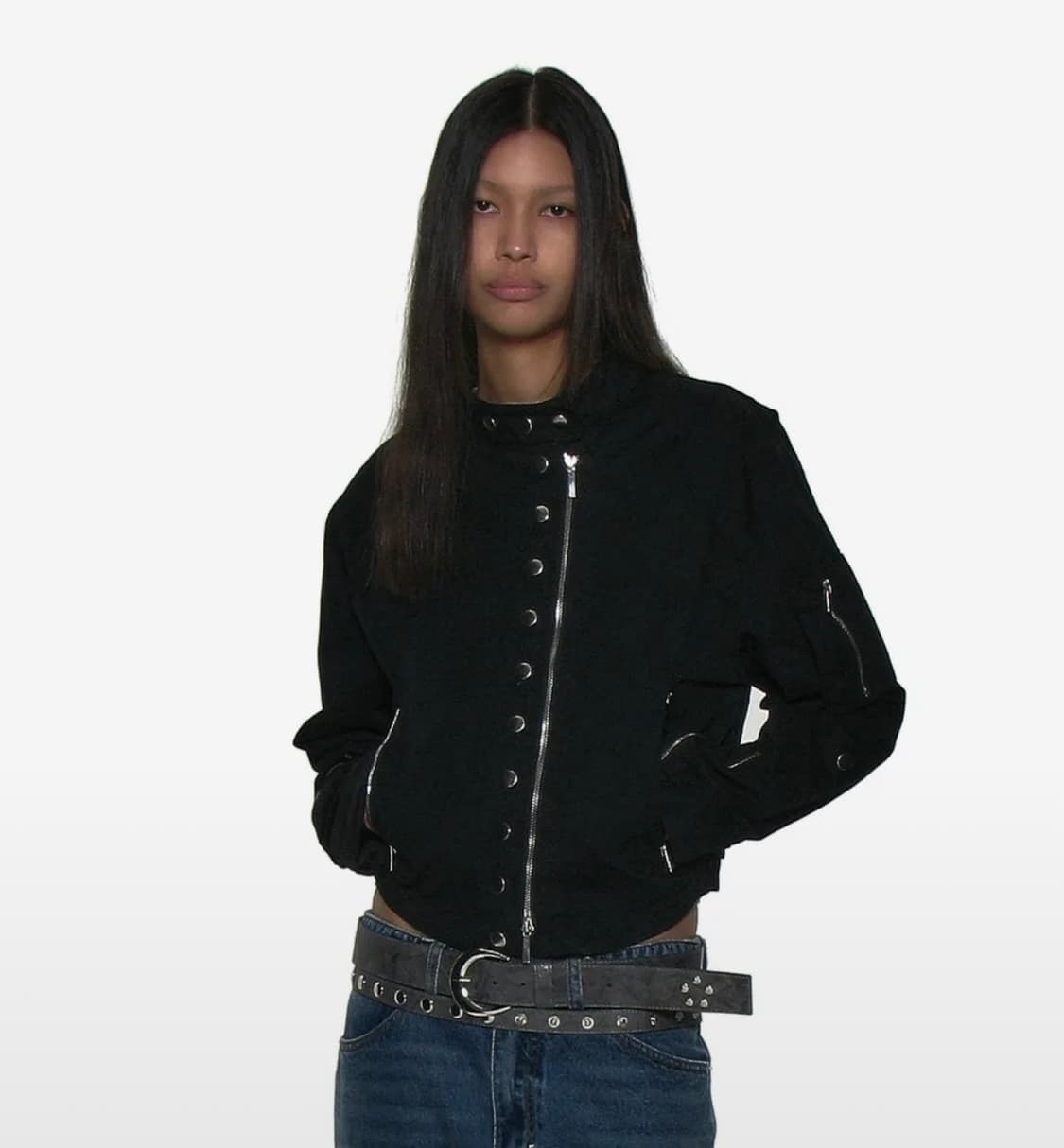 파르티멘토 라이트 코튼 바이커 자켓 블랙 상품이미지1