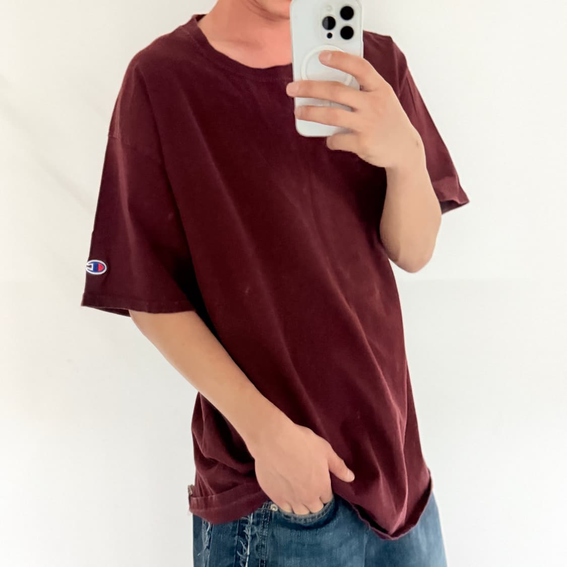챔피온 반팔 티셔츠(와인)XL  상품이미지2