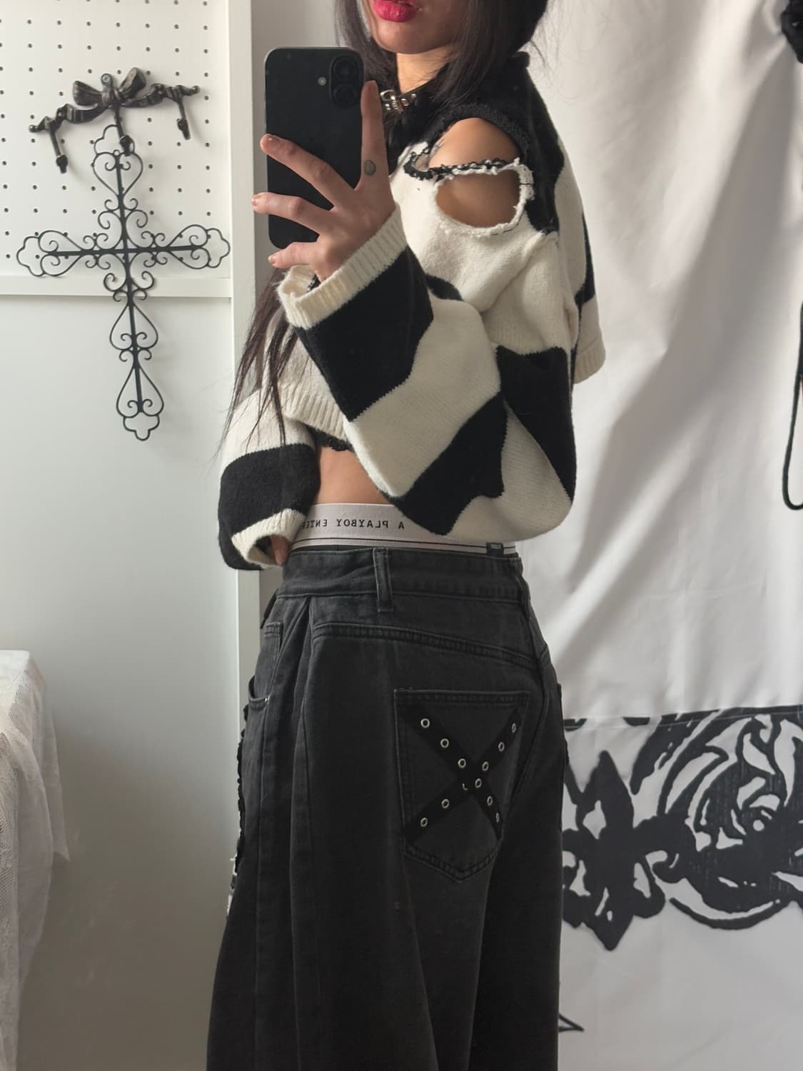 • hurtmade Dark gray denim cross patch & 상품이미지4