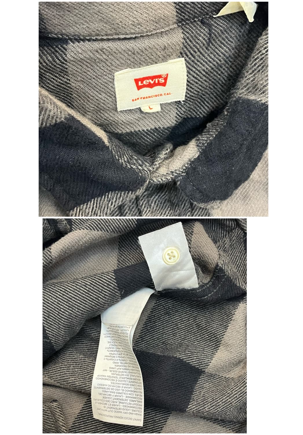 리바이스 웨스턴 체크 셔츠 차콜 L #csz3312 상품이미지3