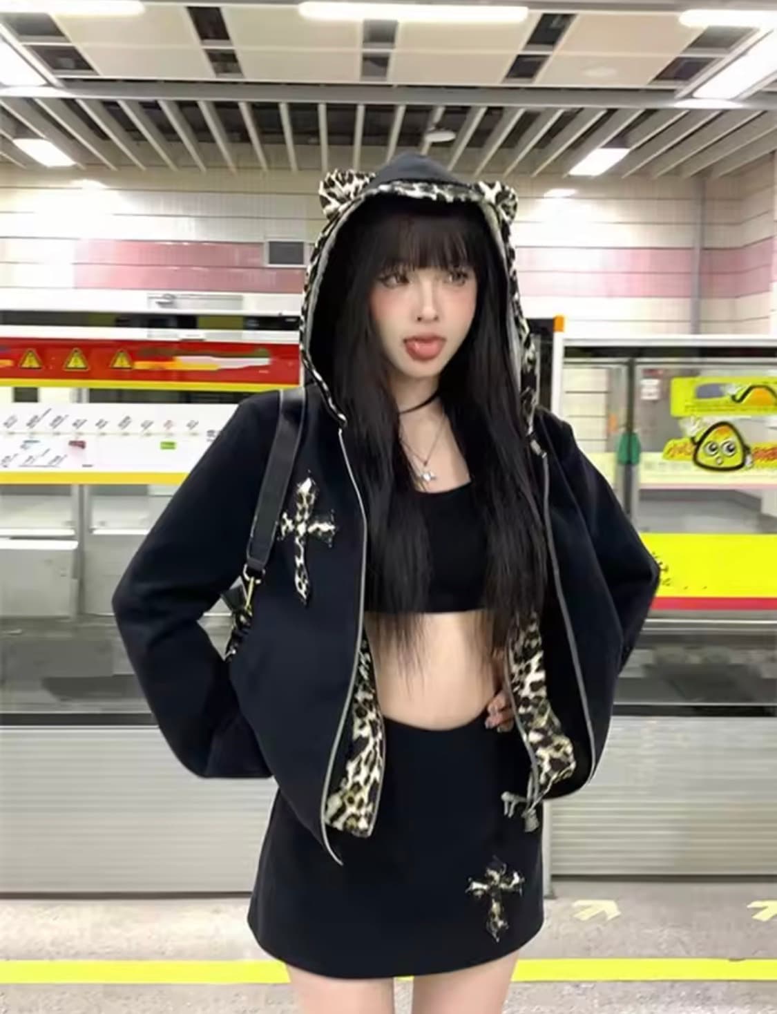 갸루 후드집업 호피갸루 레오파드 스트릿 y2k 상품이미지2