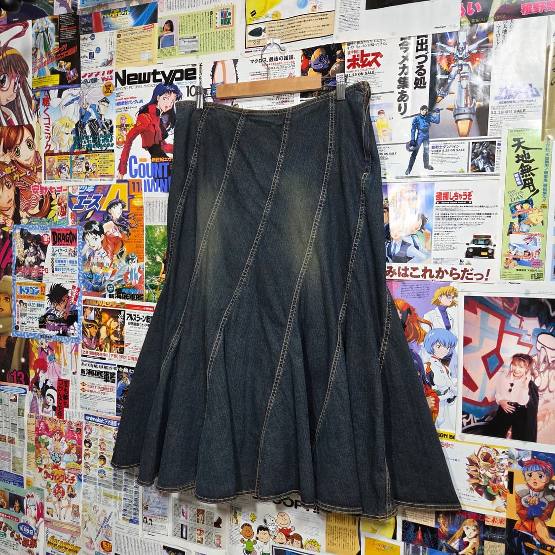 JPN 빈티지 진청 워싱 머메이드 롱스커트 상품이미지2