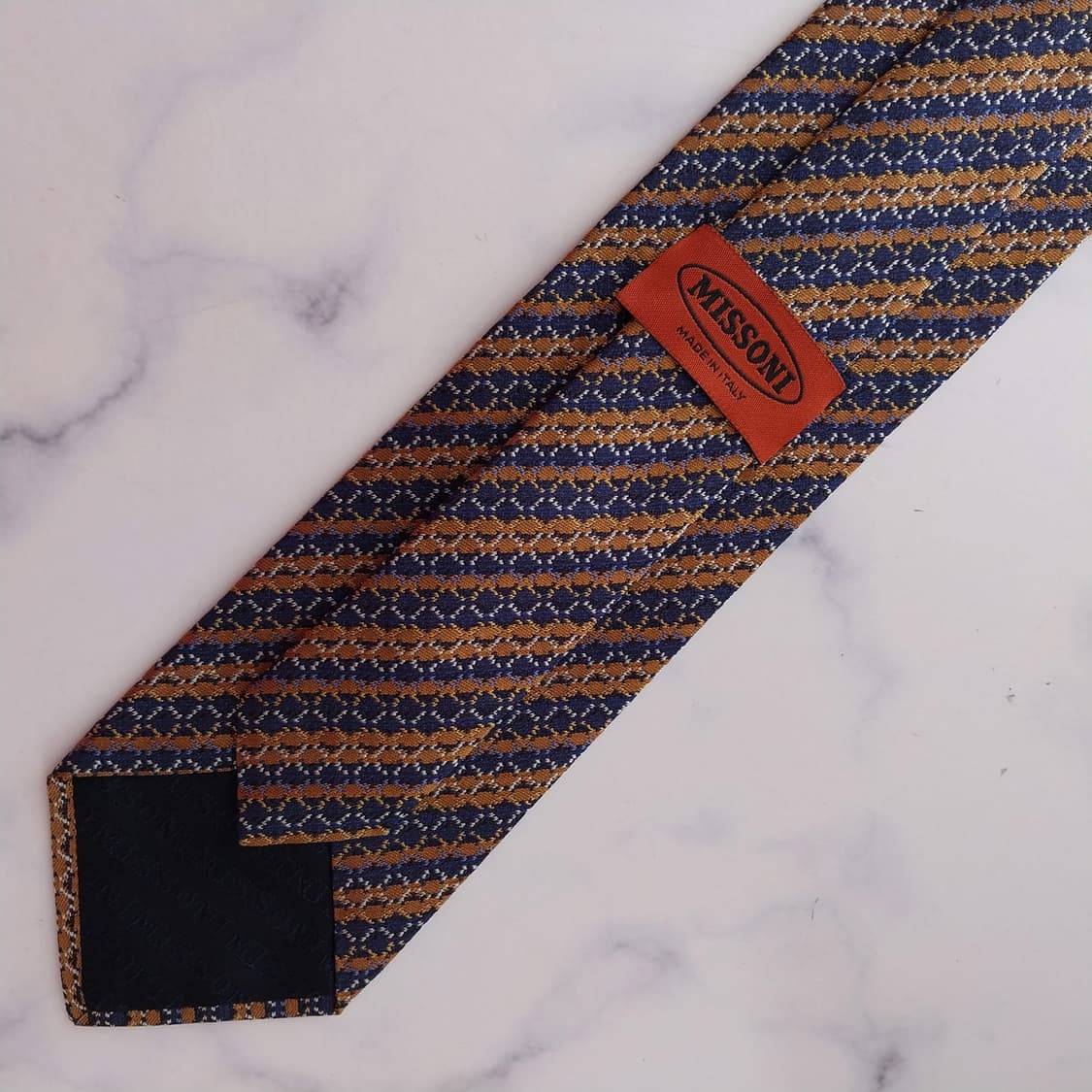 미쏘니 실크 네이비 패턴 넥타이 8.4cm S~A+등급 K2474
 상품이미지8