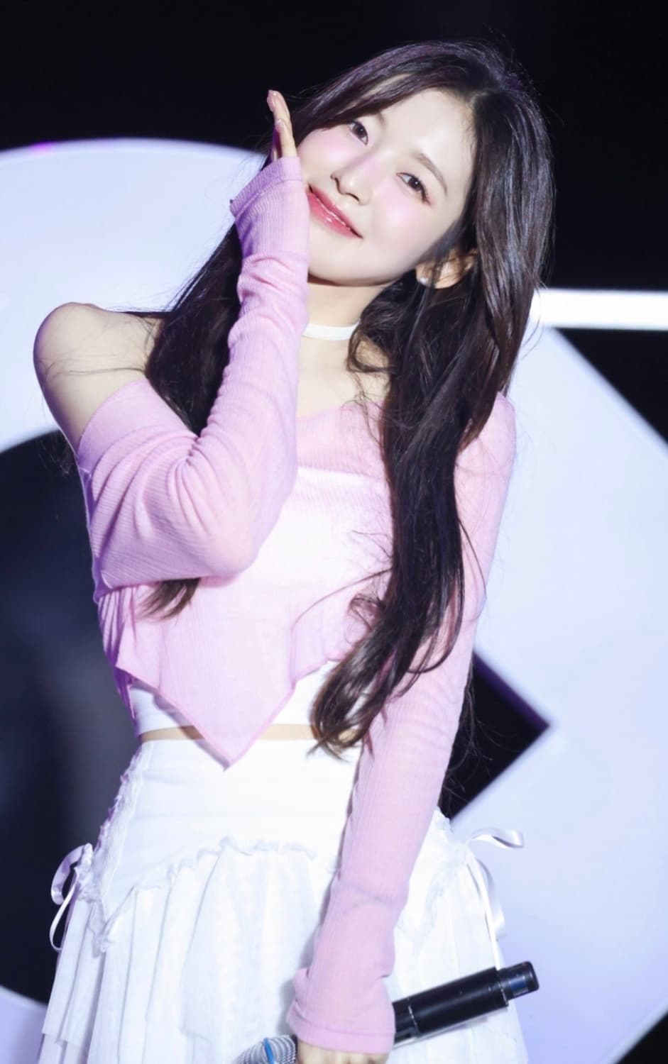 오마이걸 아린 시스루 연핑크 티 상품이미지1