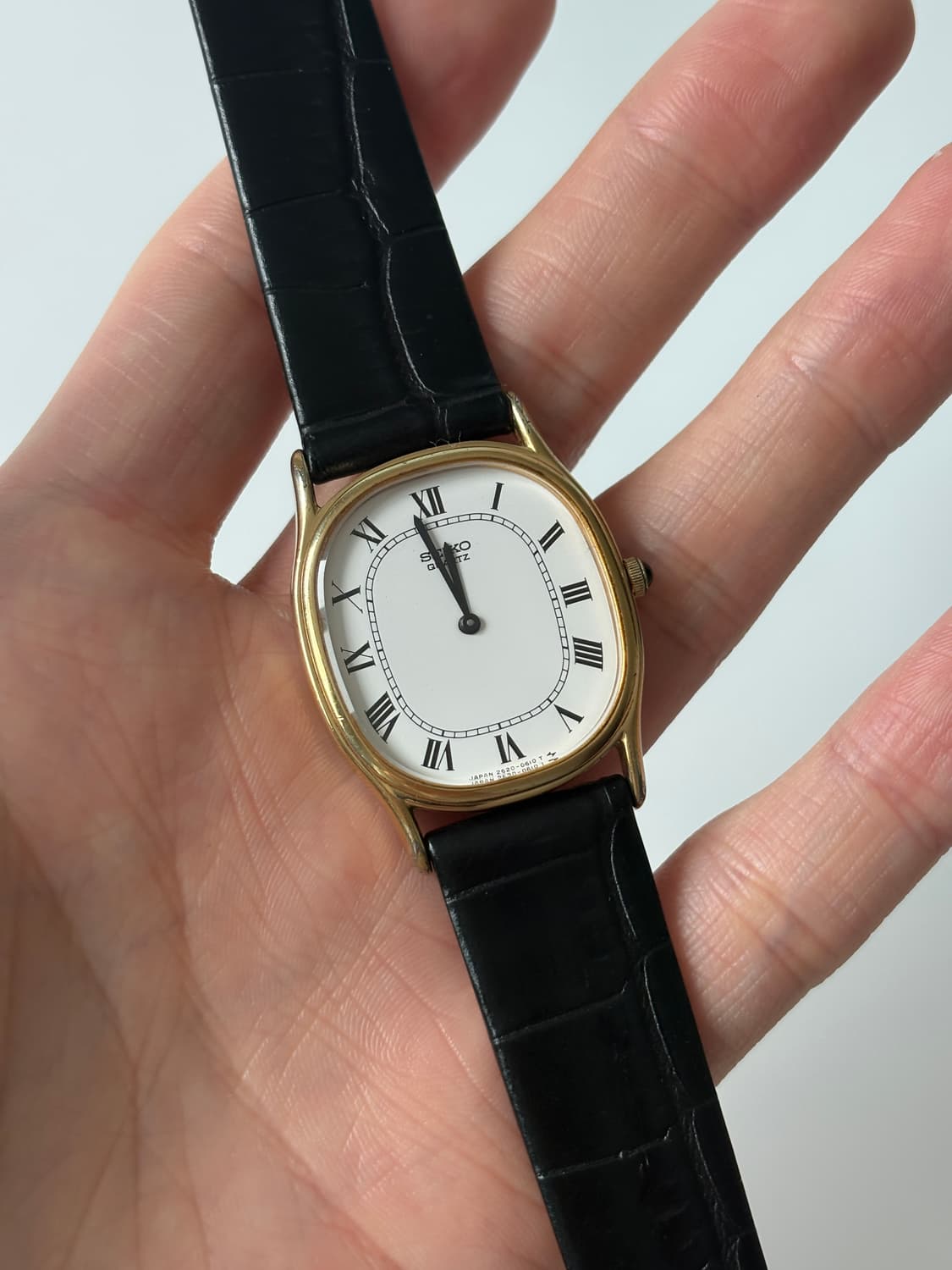 1980년대 Chariot 로만 인덱스 골드 오벌 쿼츠 남성  상품이미지3