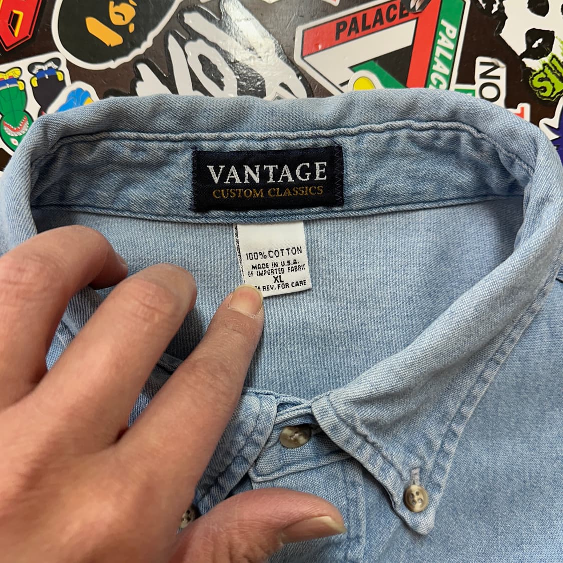 90s USA 시리얼 익스페리먼트 레인 부틀렉 데님 셔츠 XL 상품이미지6