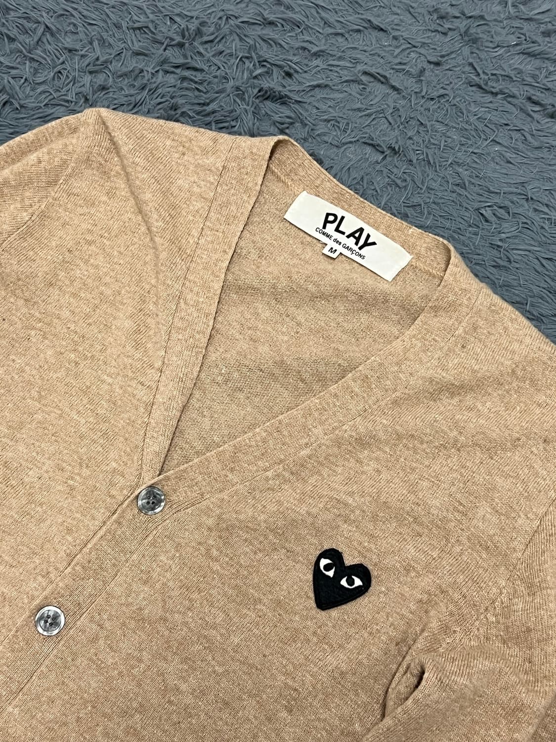 꼼데가르송 베이지 울 니트 가디건 M 상품이미지2