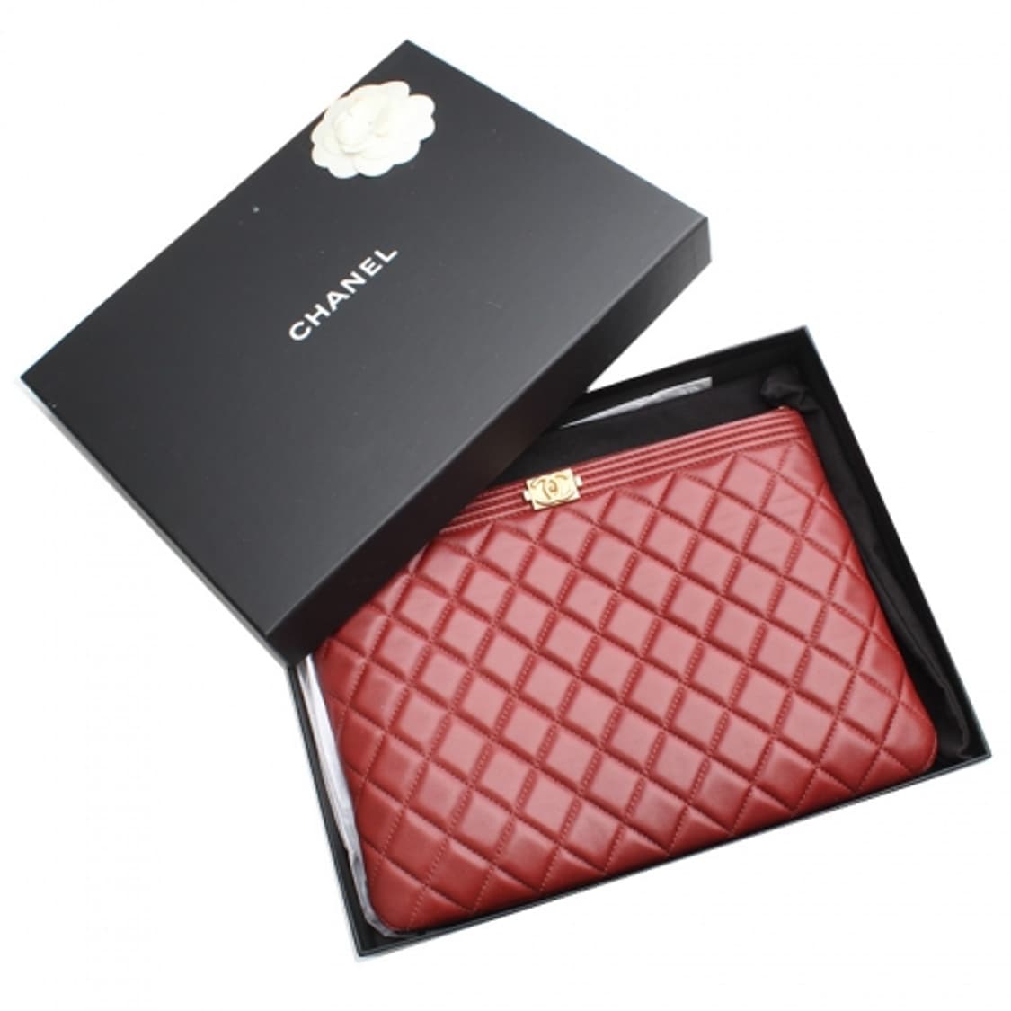 샤넬 버건디 보이 퀼팅 클러치백 미듐 상품이미지7