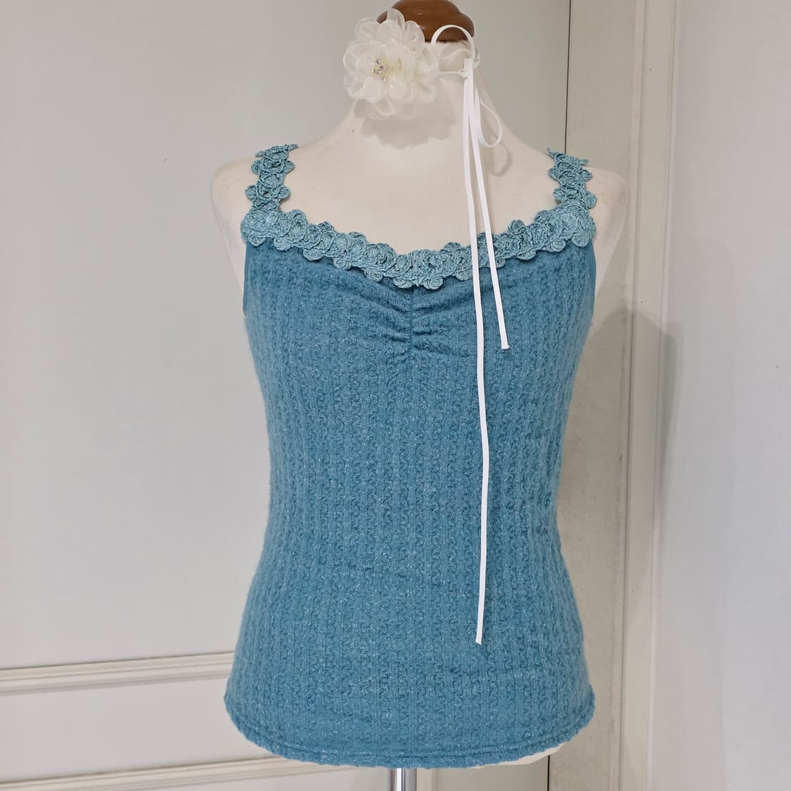 일본빈티지)민트모리걸st 히메갸루 레이스 니트 글리터 슬리브리스 상품이미지1